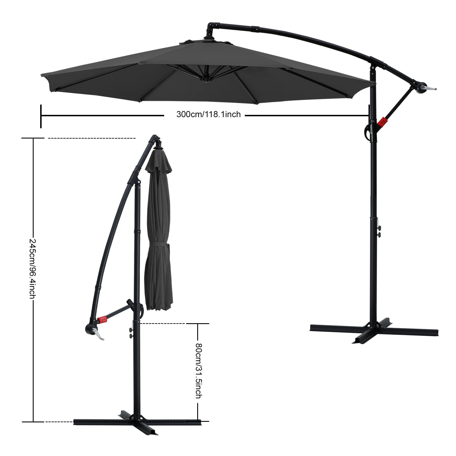 ABCCANOPY 10 FT Patio Umbrellas with Crank & Cross Base for Garden, Backyard, Pool and Beach, 12+ Colors(Turquoise)