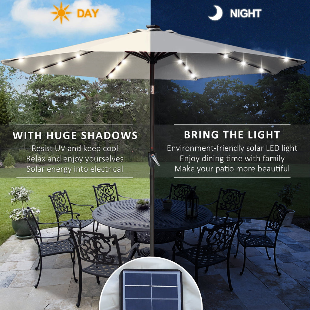 ABCCANOPY 7.5ft Patio Solar Umbrella LED Outdoor Umbrella with Tilt and Crank, Turquoise