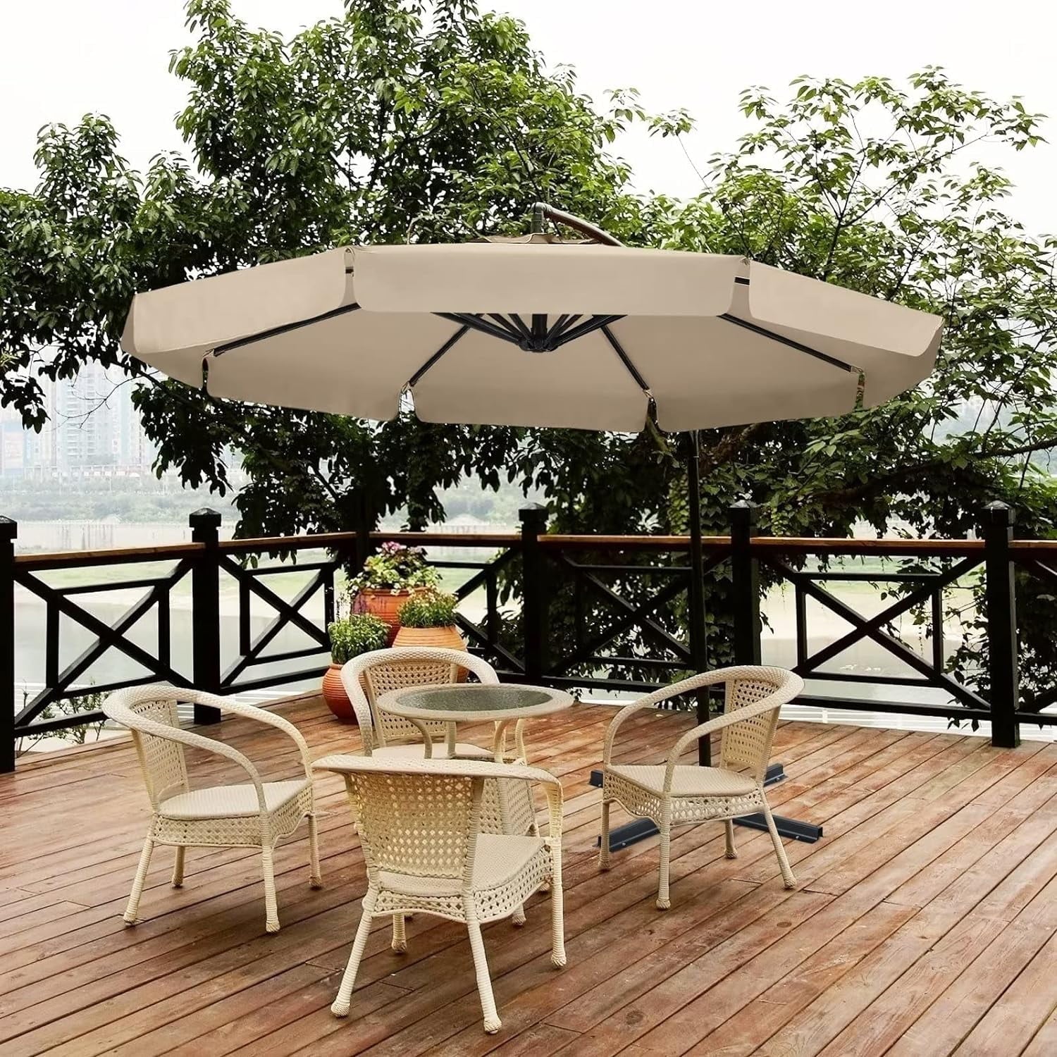 ABCCANOPY 10 FT Patio Umbrellas with Crank & Cross Base for Garden, Backyard, Pool and Beach, 12+ Colors(Turquoise)