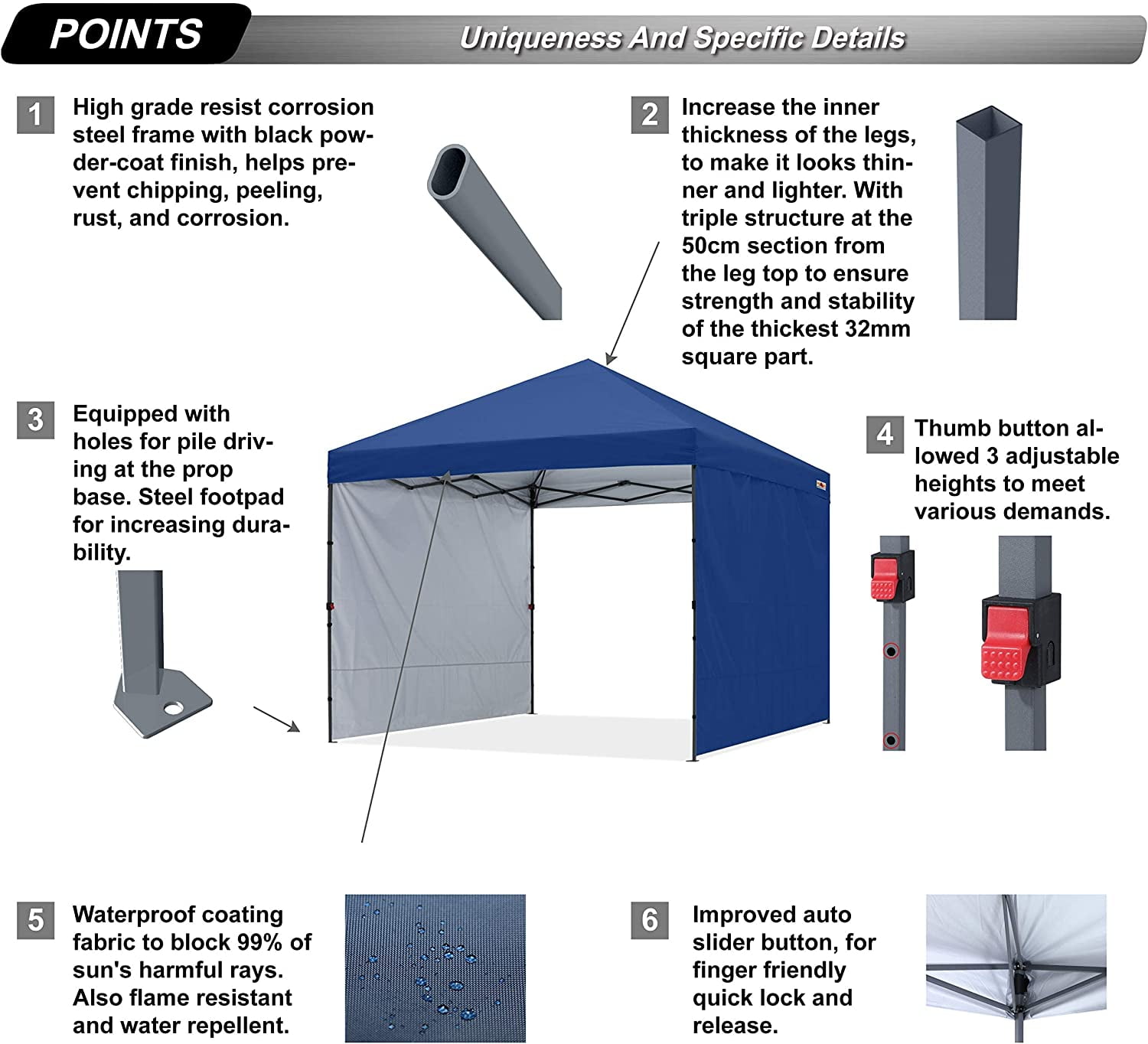 ABCCANOPY 10 ft x 10 ft Easy Pop up Outdoor Canopy Tent, White