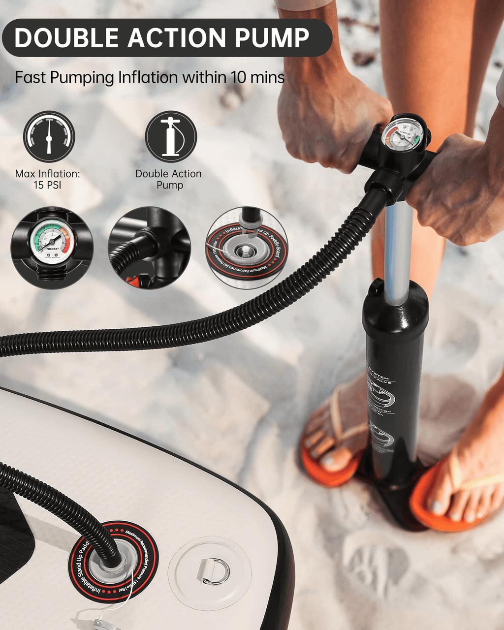 10' Inflatable Stand up Paddle Board 6' Thick  SUP Paddle Board with Paddleboard Accessories Triple Action Pump Fishing Green