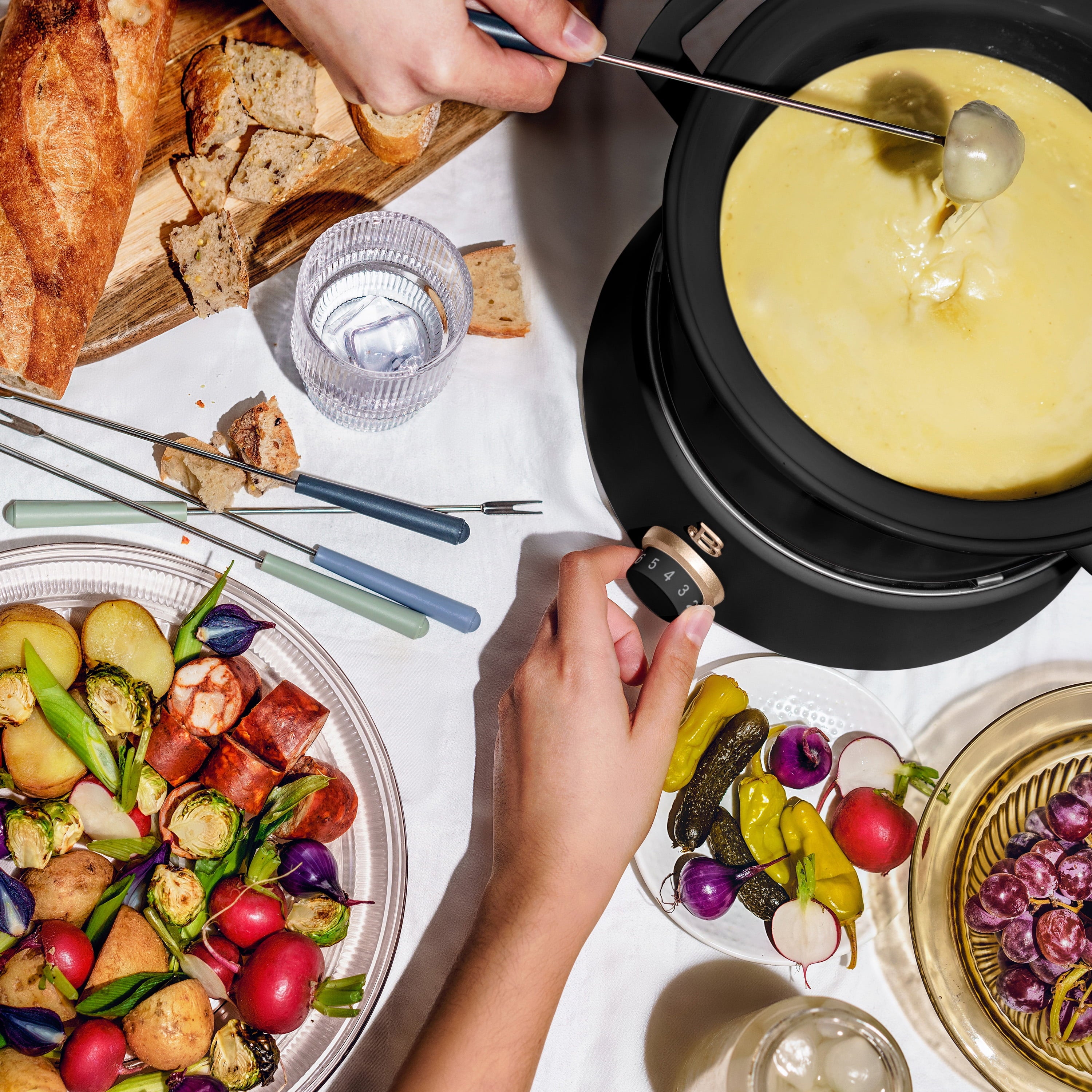 Beautiful 3 Qt Electric Fondue Set with Bonus 2 qt Ceramic Pot, Black Sesame by Drew Barrymore