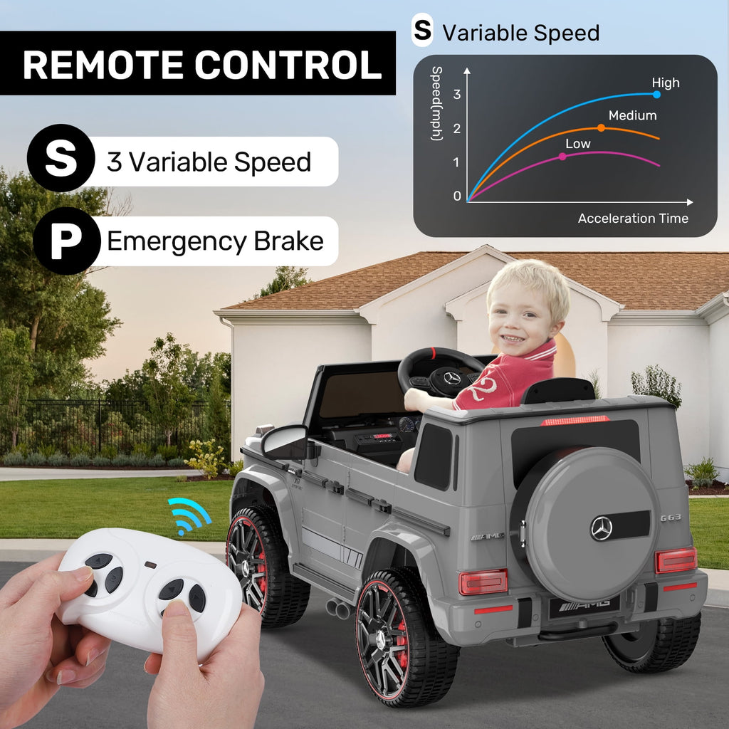 12Volt 1 Seater Mercedes-Benz G63 Licensed Powered Ride on Toy with Remote Control, Gift for Kids Aged 2~4 Years -Red