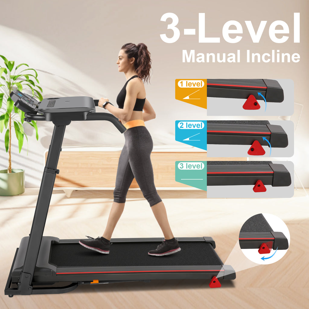 ADNOOM 300Lbs Treadmill with Desk - 2.5 HP Portable Folding Treadmill for Home, Running Machine with Incline（Gray）