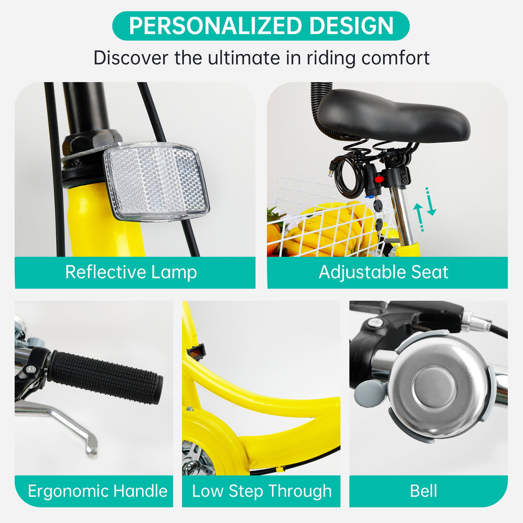 ARTUDATECH 7-Speed Adult Tricycle 24" Purple Three-Wheeled 3 Wheel Cruiser Bike with Seat and Rear Basket for Shopping,Commuting,Camping