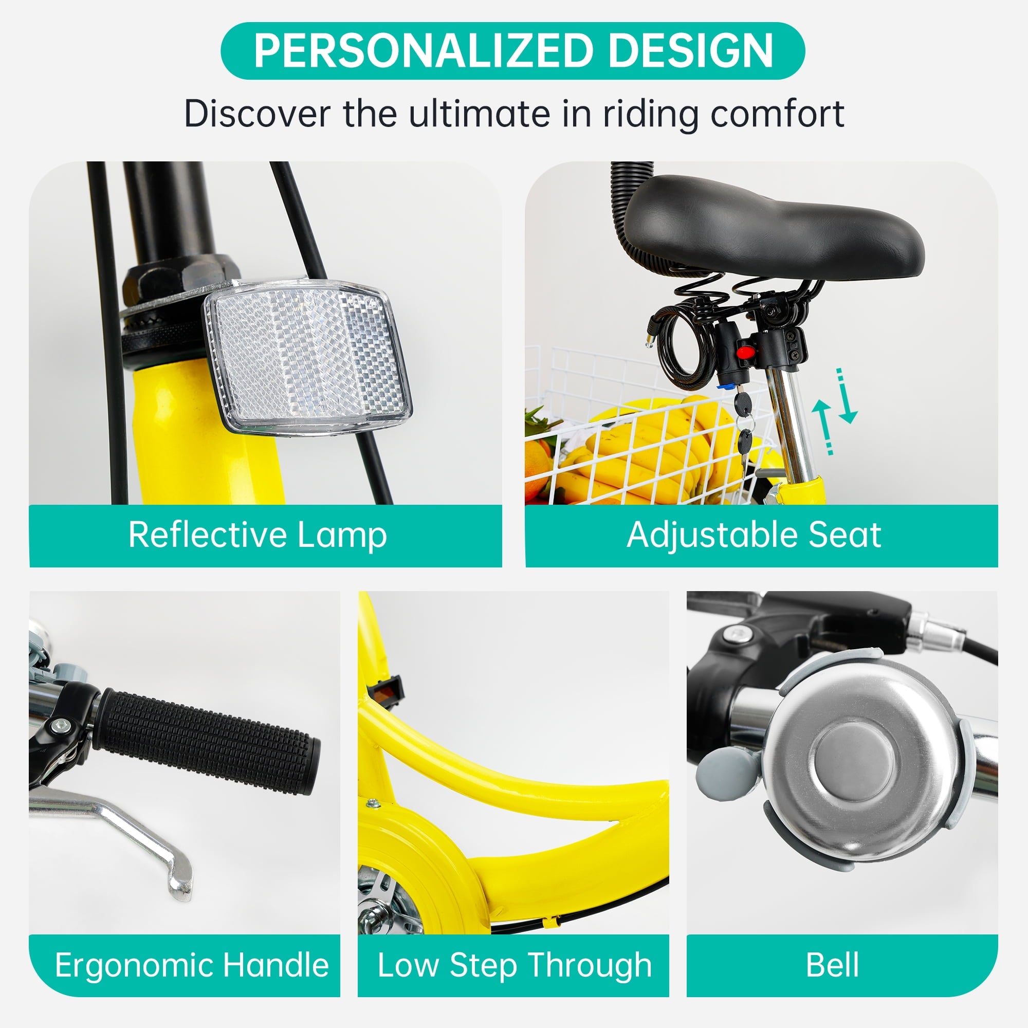 ARTUDATECH 7-Speed Adult Tricycle 24" Purple Three-Wheeled 3 Wheel Cruiser Bike with Seat and Rear Basket for Shopping,Commuting,Camping