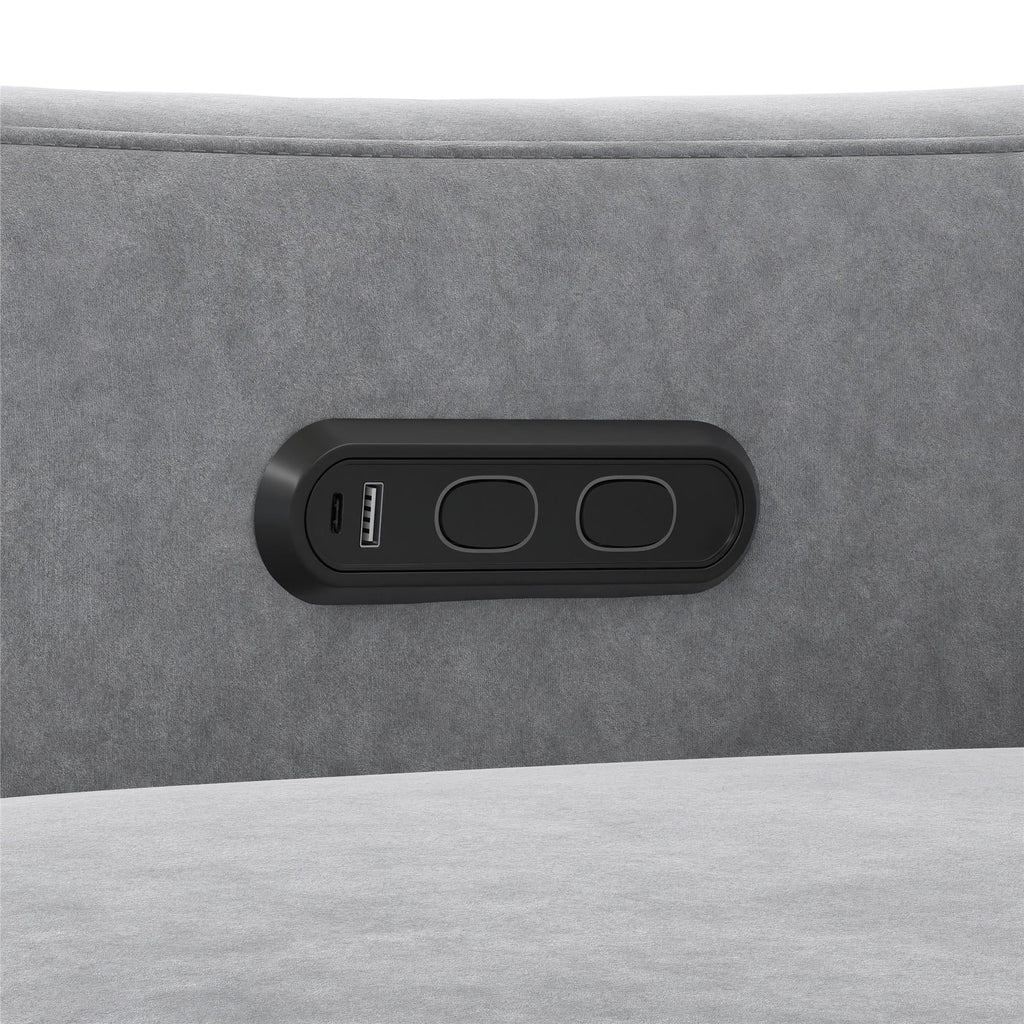 Baby Relax Otto 4-in-1 Nursery Swivel Glider Rocker Power Recliner with USB Ports, Gray Velvet