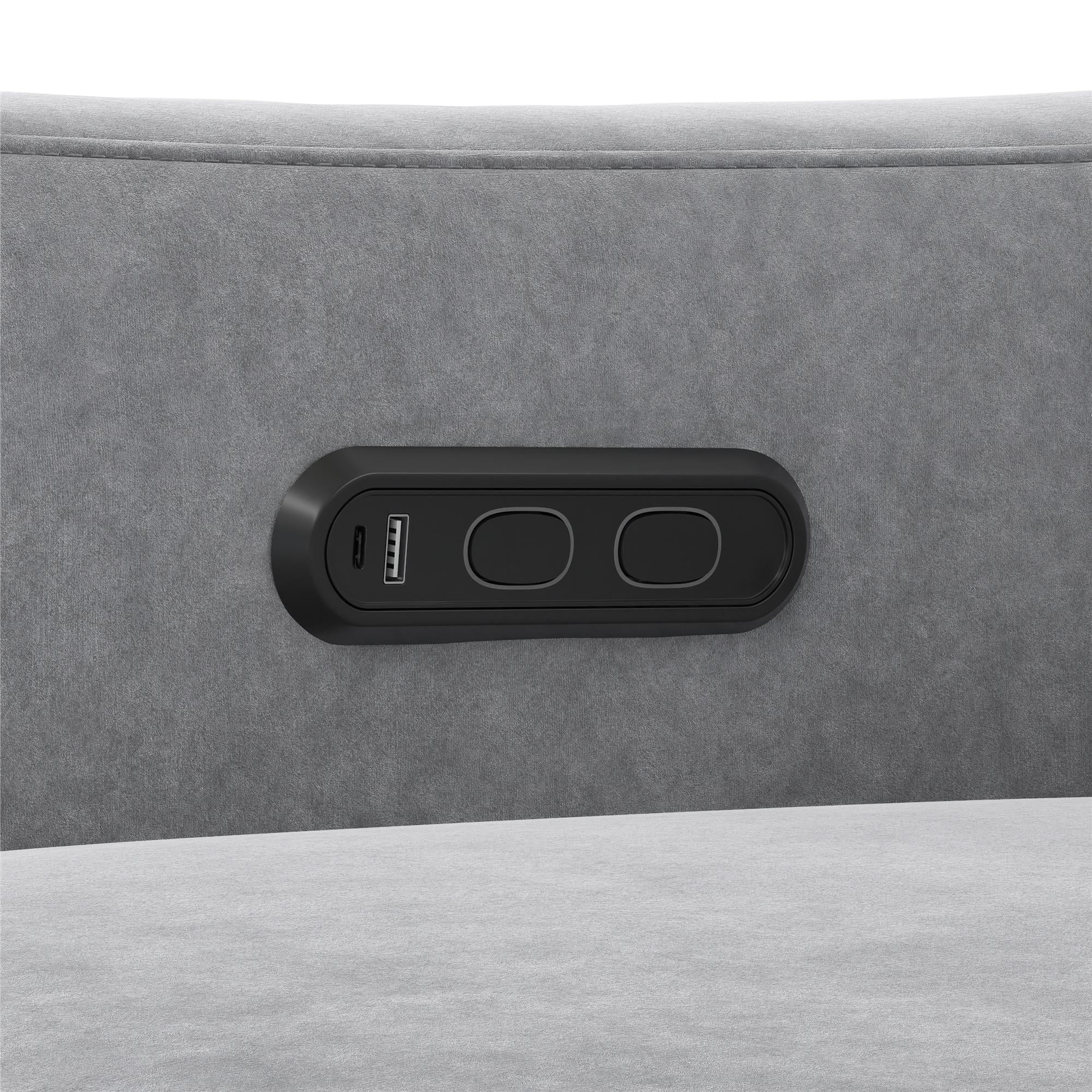 Baby Relax Otto 4-in-1 Nursery Swivel Glider Rocker Power Recliner with USB Ports, Gray Velvet