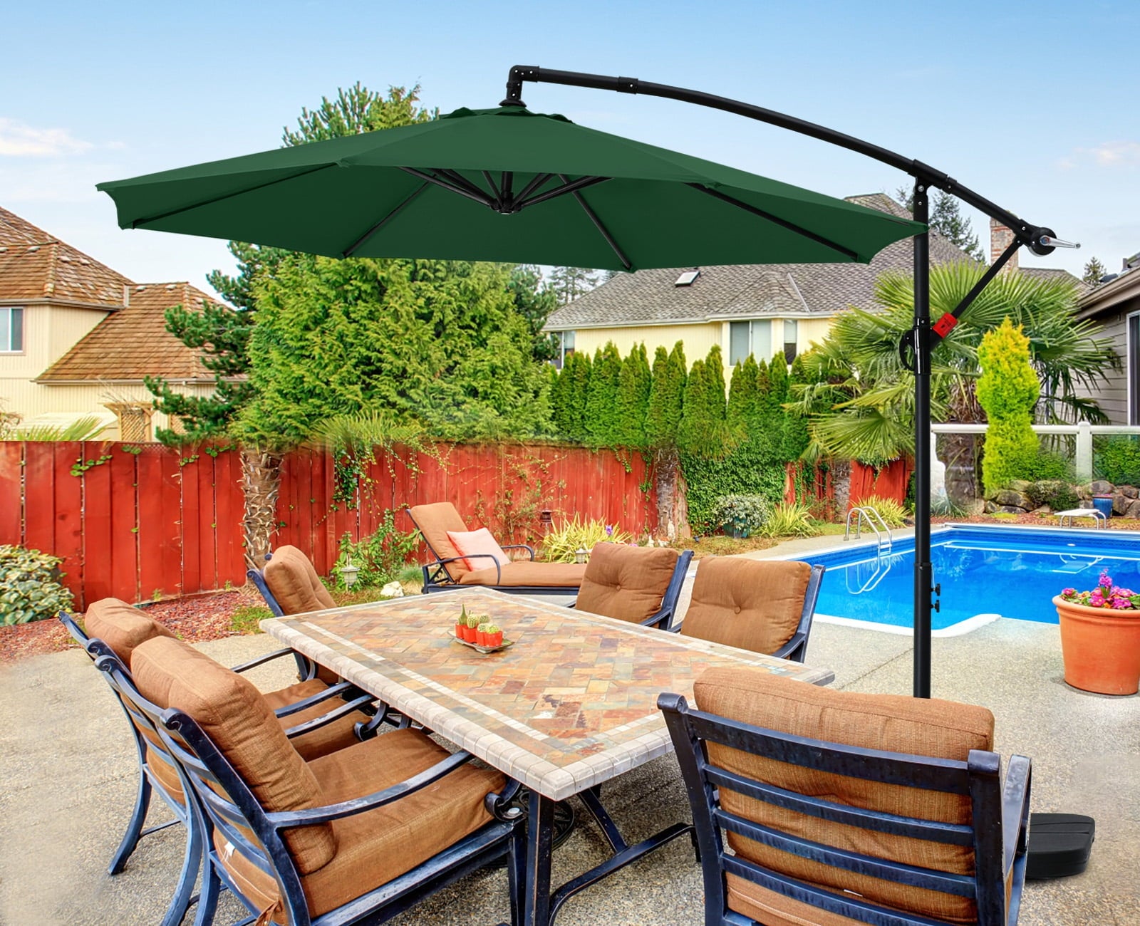 ABCCANOPY 10 FT Patio Umbrellas with Crank & Cross Base for Garden, Backyard, Pool and Beach, 12+ Colors(Turquoise)