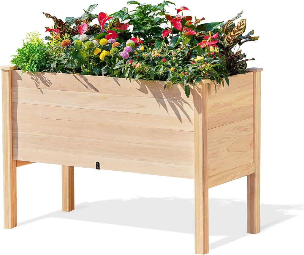 AMERLIFE Raised Garden Bed 4x2x2.6 ft Large Capacity Planter with Drain Hole for Growing Plants