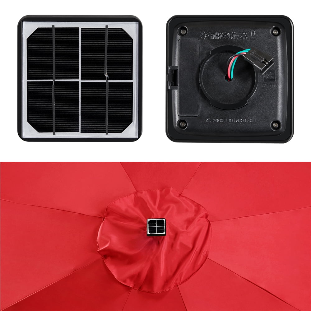 Alden Design 7.5ft Standard Patio Umbrella with LED Lights, Tan