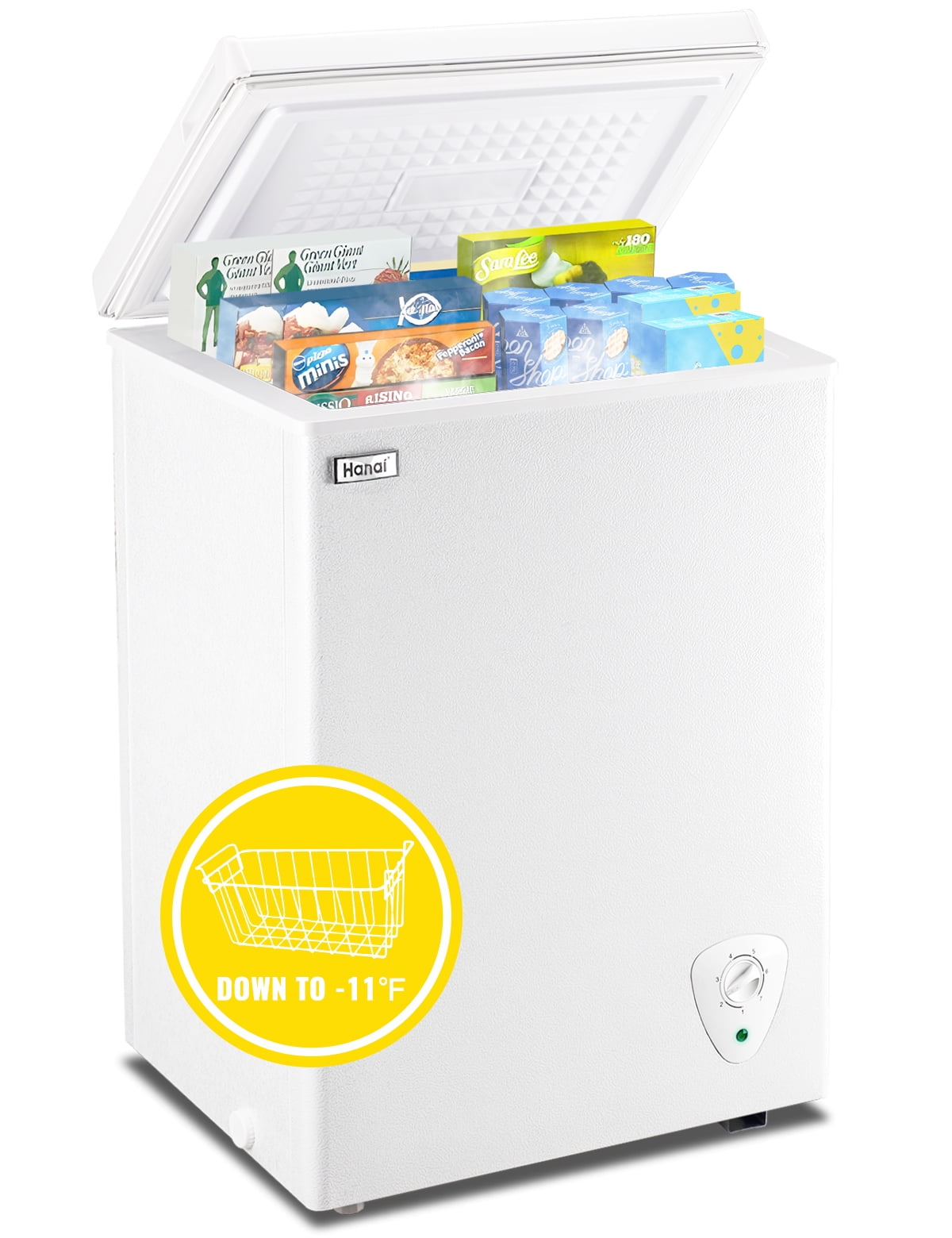 3.5 Cubic Feet Chest Freezer Small Deep Freezers with 7 Gears Temp Control Office Dorm Kitchen White