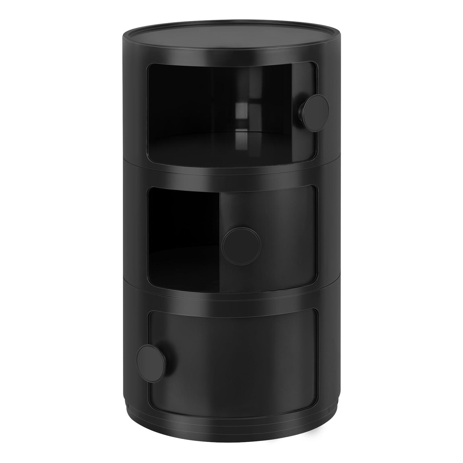 3 Drawer Sliding Barrel Modern Bedroom Nightstand, White