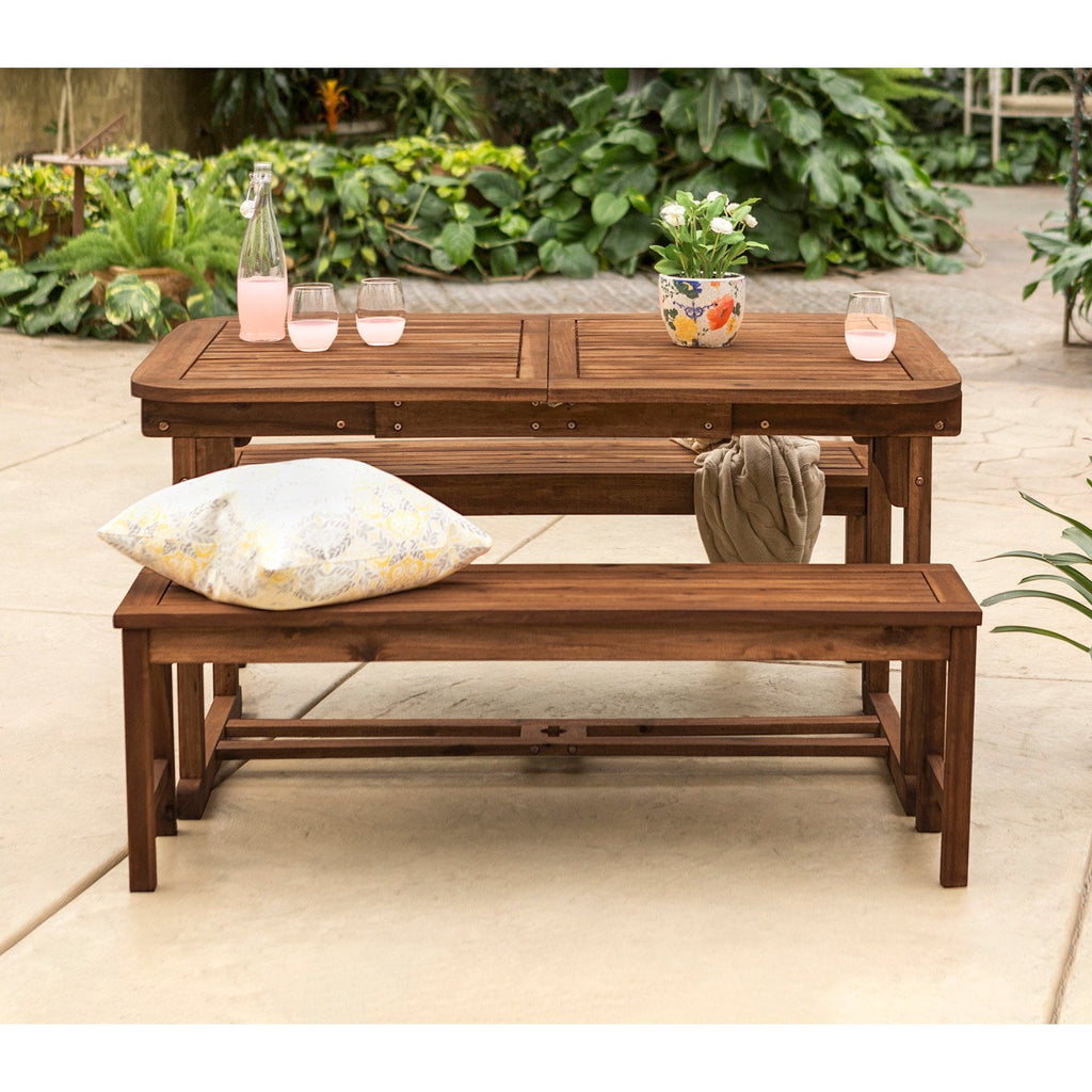 3 Piece Acacia Patio Dining Set in Dark Brown