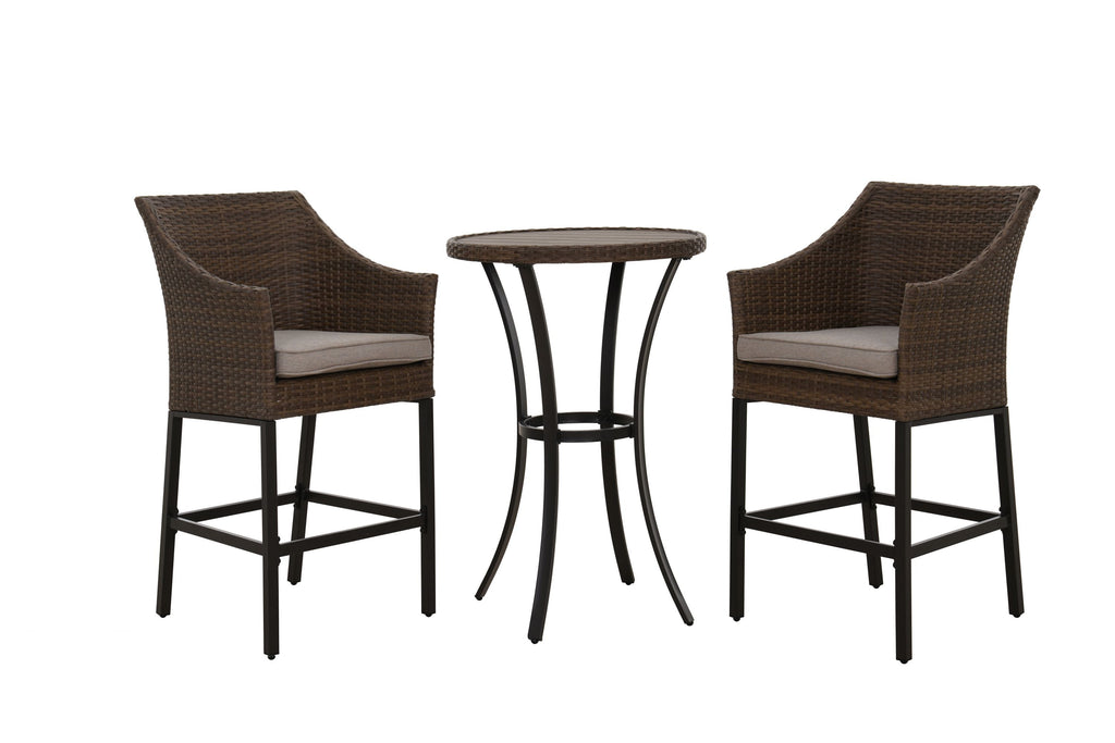 3 Piece Outdoor Wicker Bar Stool
