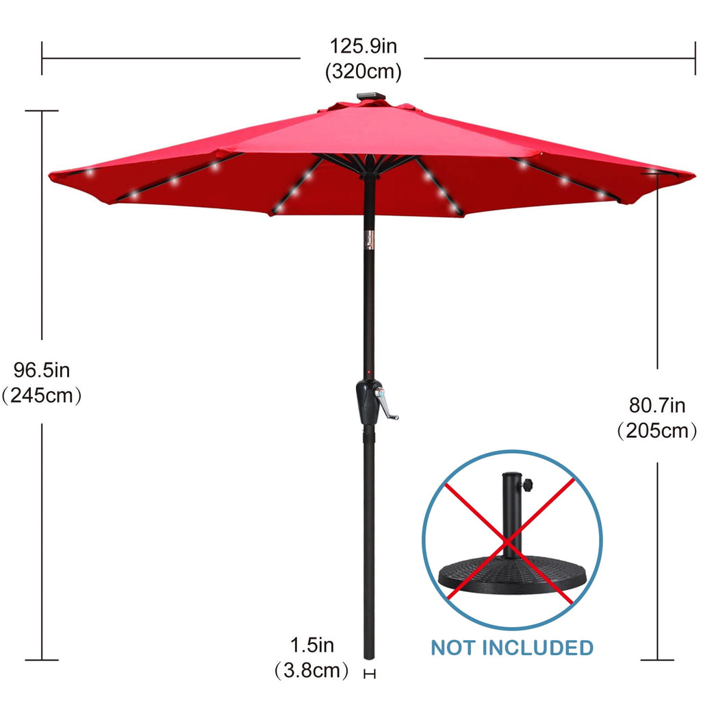 ABCCANOPY 7.5ft Patio Solar Umbrella LED Outdoor Umbrella with Tilt and Crank, Turquoise