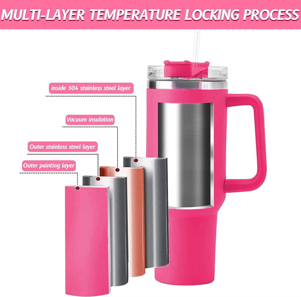 40 oz Tumbler with Handle Stainless Steel Insulated Travel Coffee Mug Double Wall Vacuum Straw for Ice Drinks & Hot