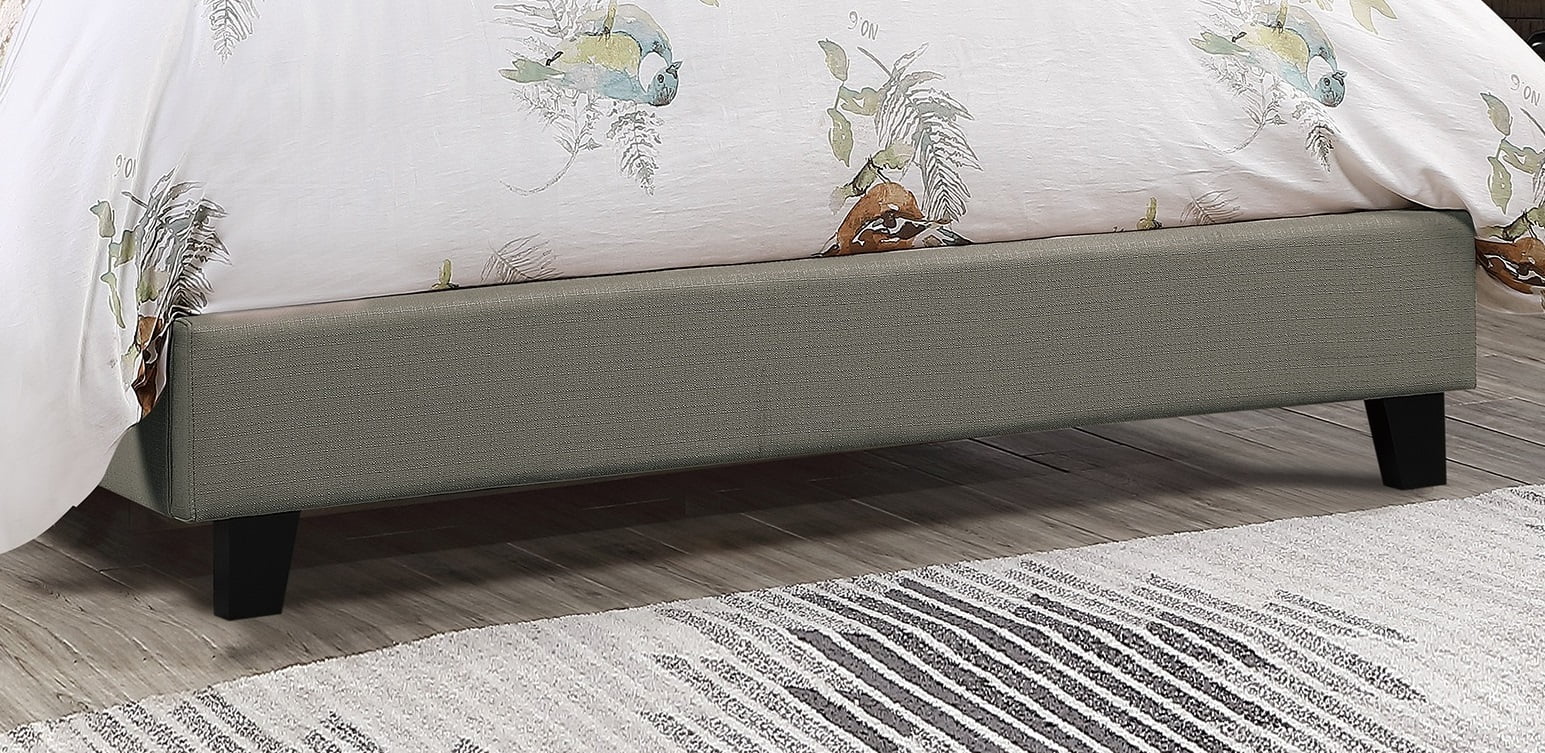 1pc Bed Eastern King Size Bedroom Furniture Grey Polyfiber Tufted Adjustable HB Solid wood