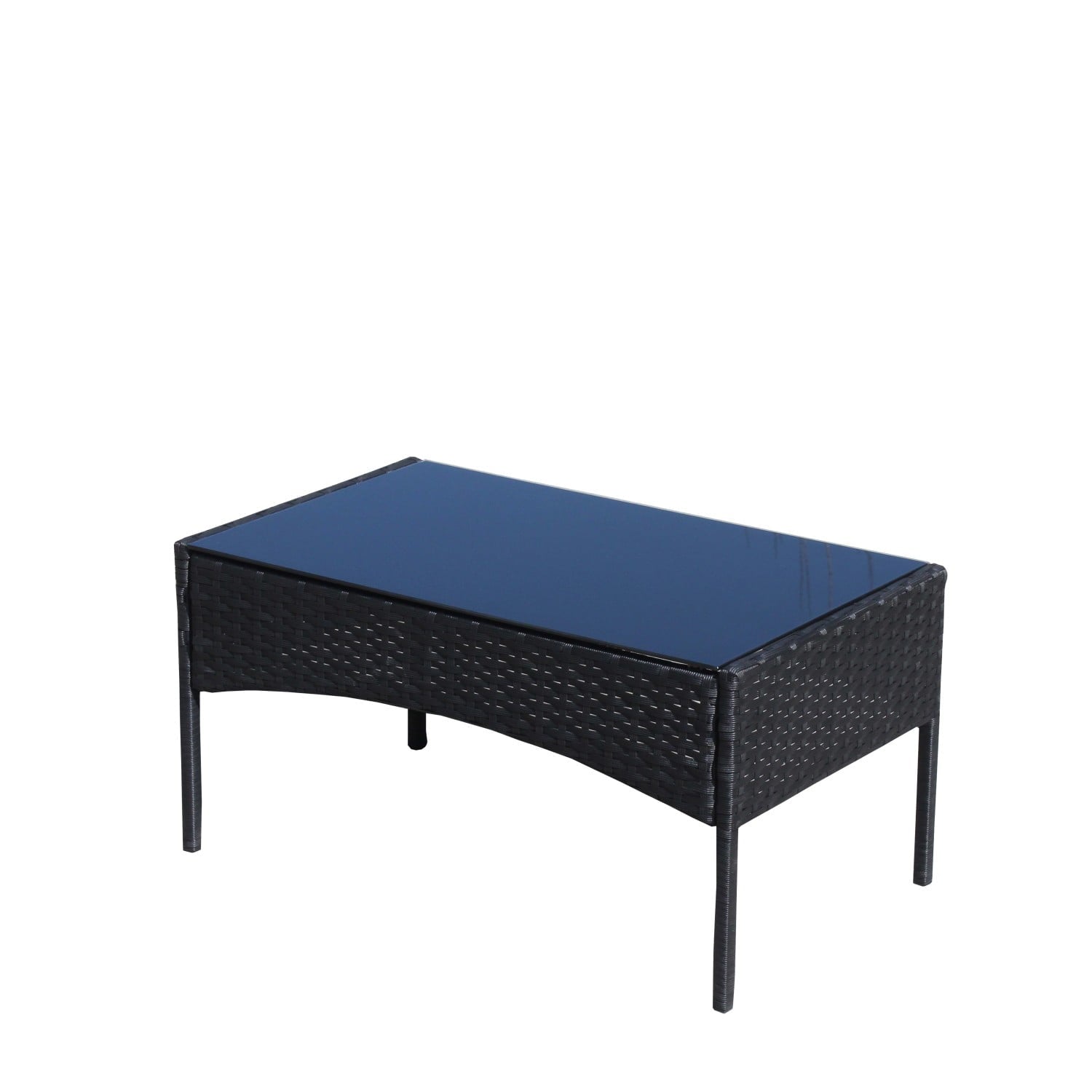 4 PC Rattan Patio Furniture Set Outdoor Patio Cushioned Seat Wicker Sofa (Beige Cushion)