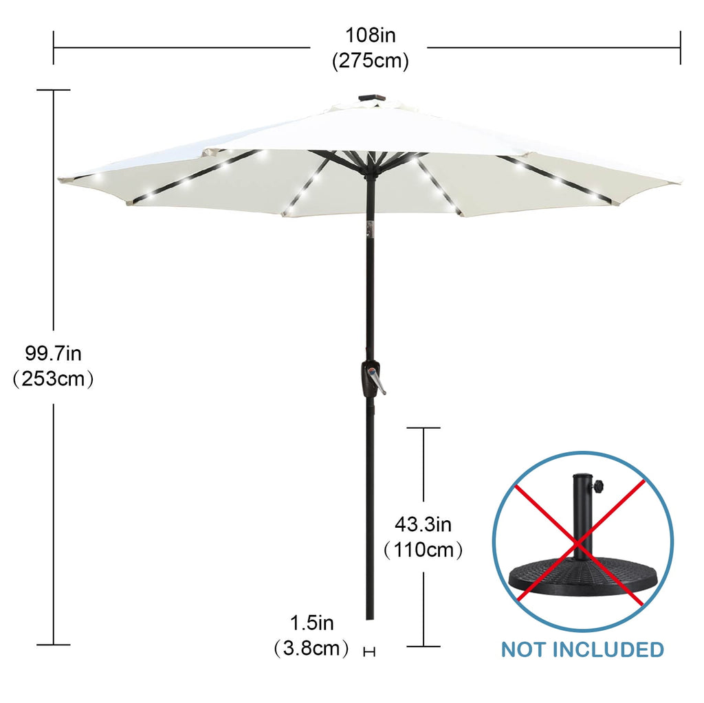 ABCCANOPY 7.5ft Patio Solar Umbrella LED Outdoor Umbrella with Tilt and Crank, Turquoise