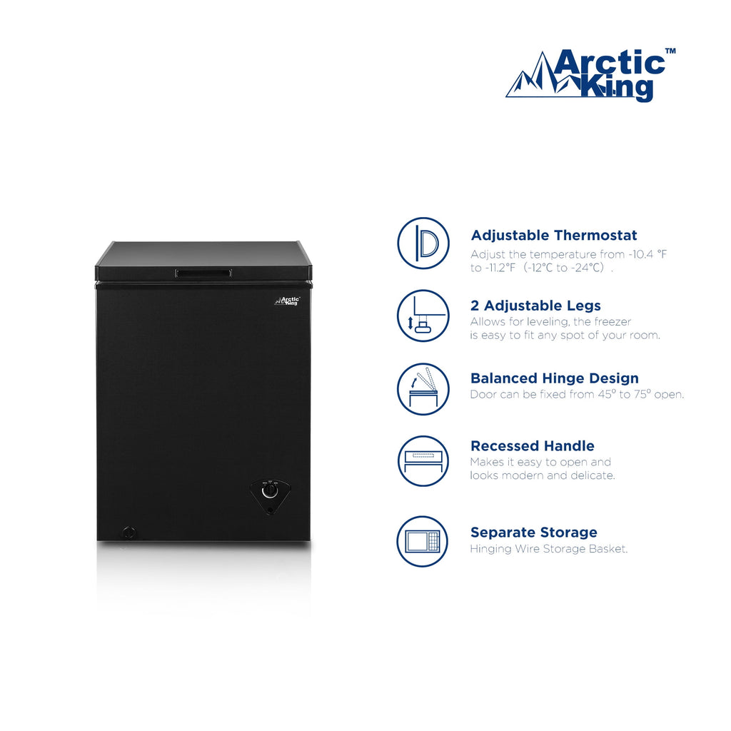 Arctic King 5 Cu ft Chest Freezer, Garage Ready, Black