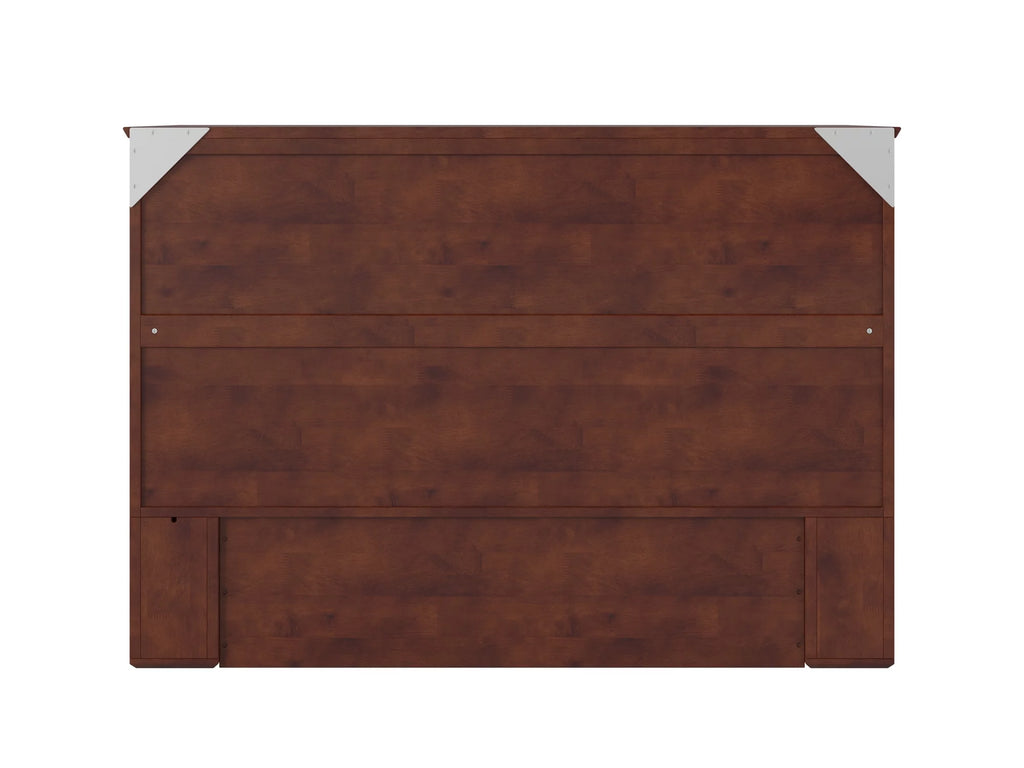 AFI Southampton Full Wood Murphy Bed Chest with Mattress, Drawer & Charger in Walnut