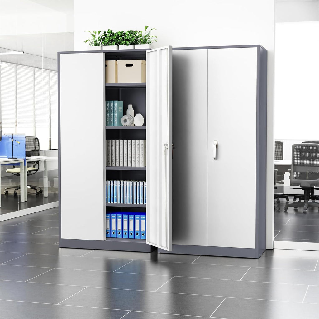 71" Metal Garage Storage Cabinet with Locking Doors and Adjustable Shelves for Home, Office(Black)