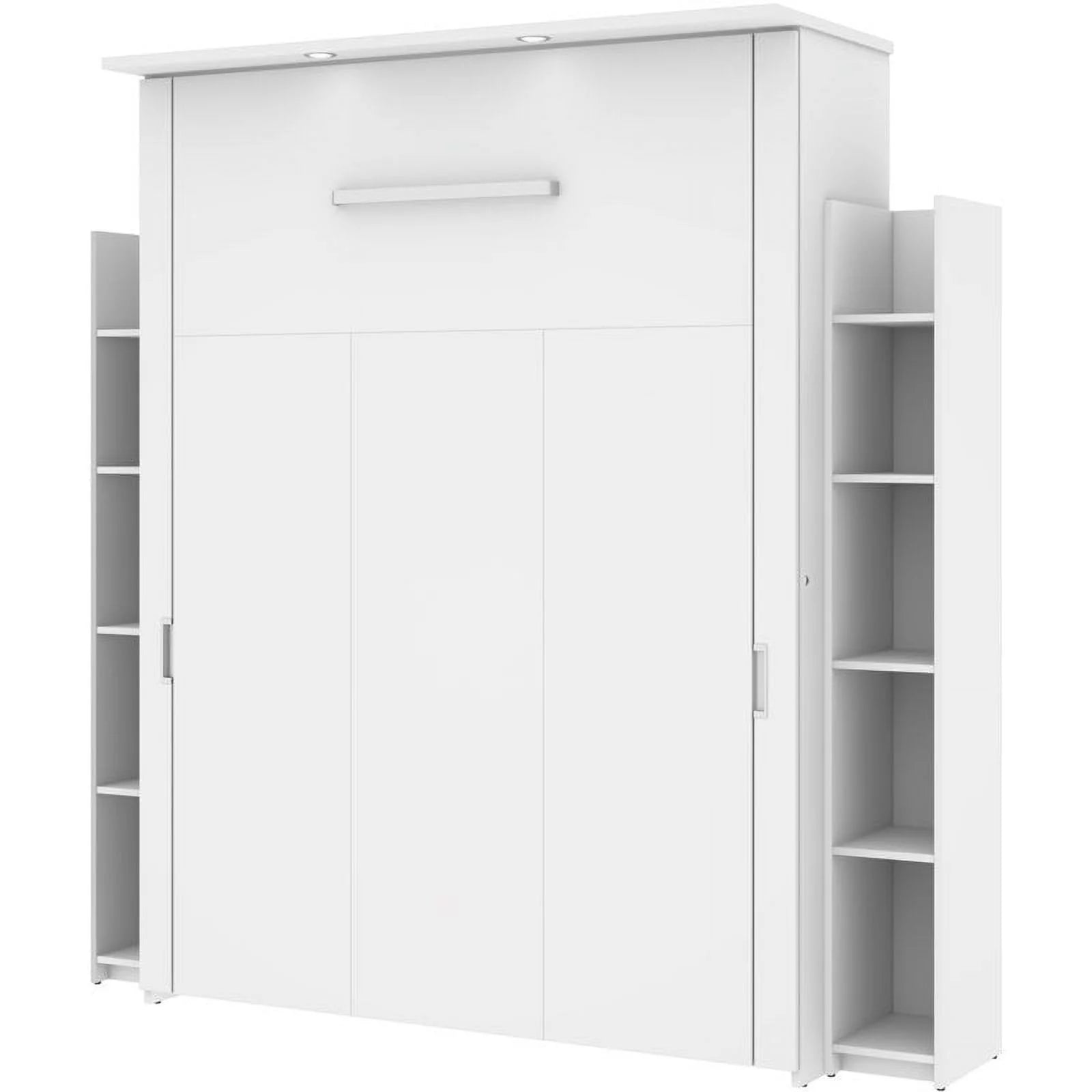 Atlin Designs 86" Modern Wood Queen Murphy Bed and 2 Storage Units in White