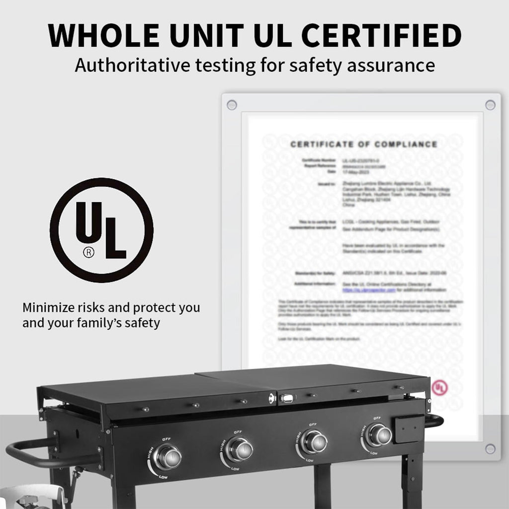 AKIUDEX 4-Burner 36" Propane Outdoor Barbecue Griddle Station Flat Table Top Gas Grill Griddle for Camping