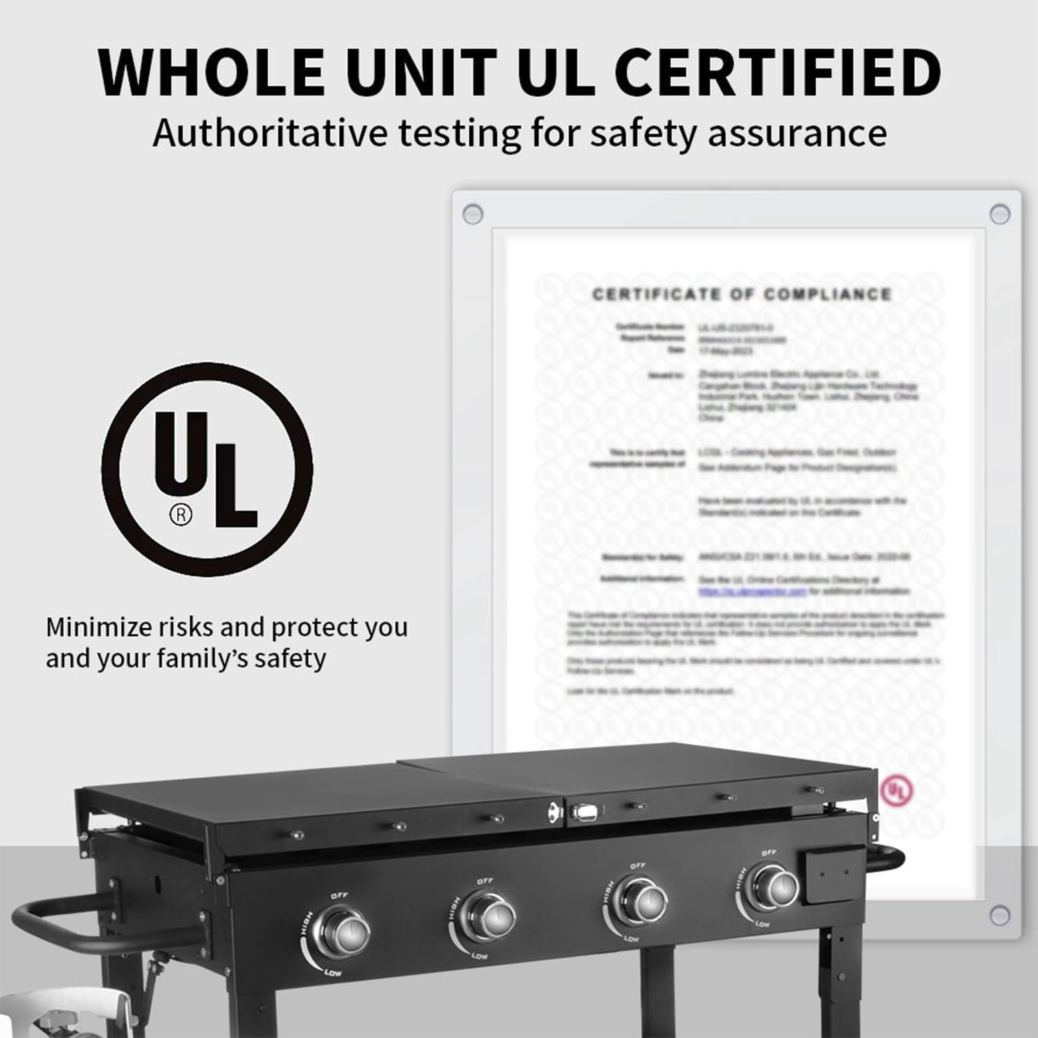 AKIUDEX 4-Burner 36" Propane Outdoor Barbecue Griddle Station Flat Table Top Gas Grill Griddle for Camping