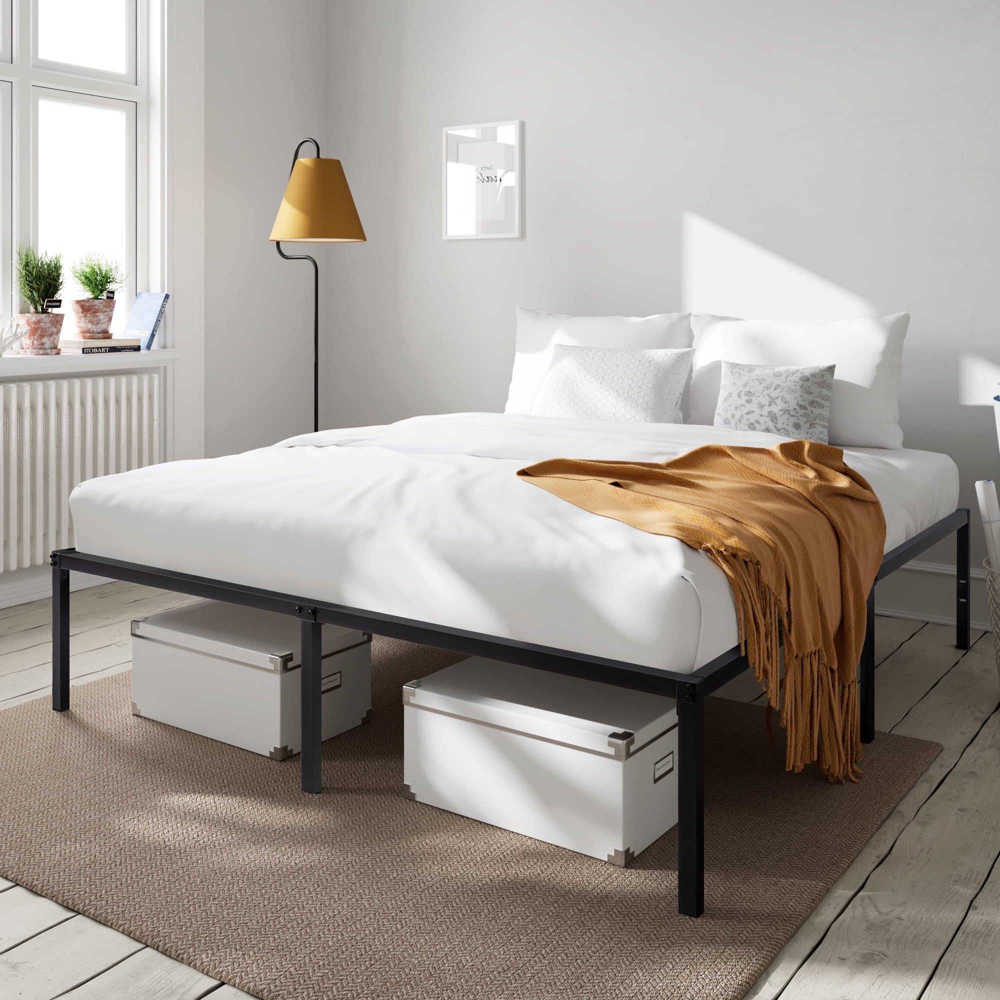 Amolife Heavy Duty Full Size Metal Platform Bed Frame with 16.5'' Large Under Bed Storage Space