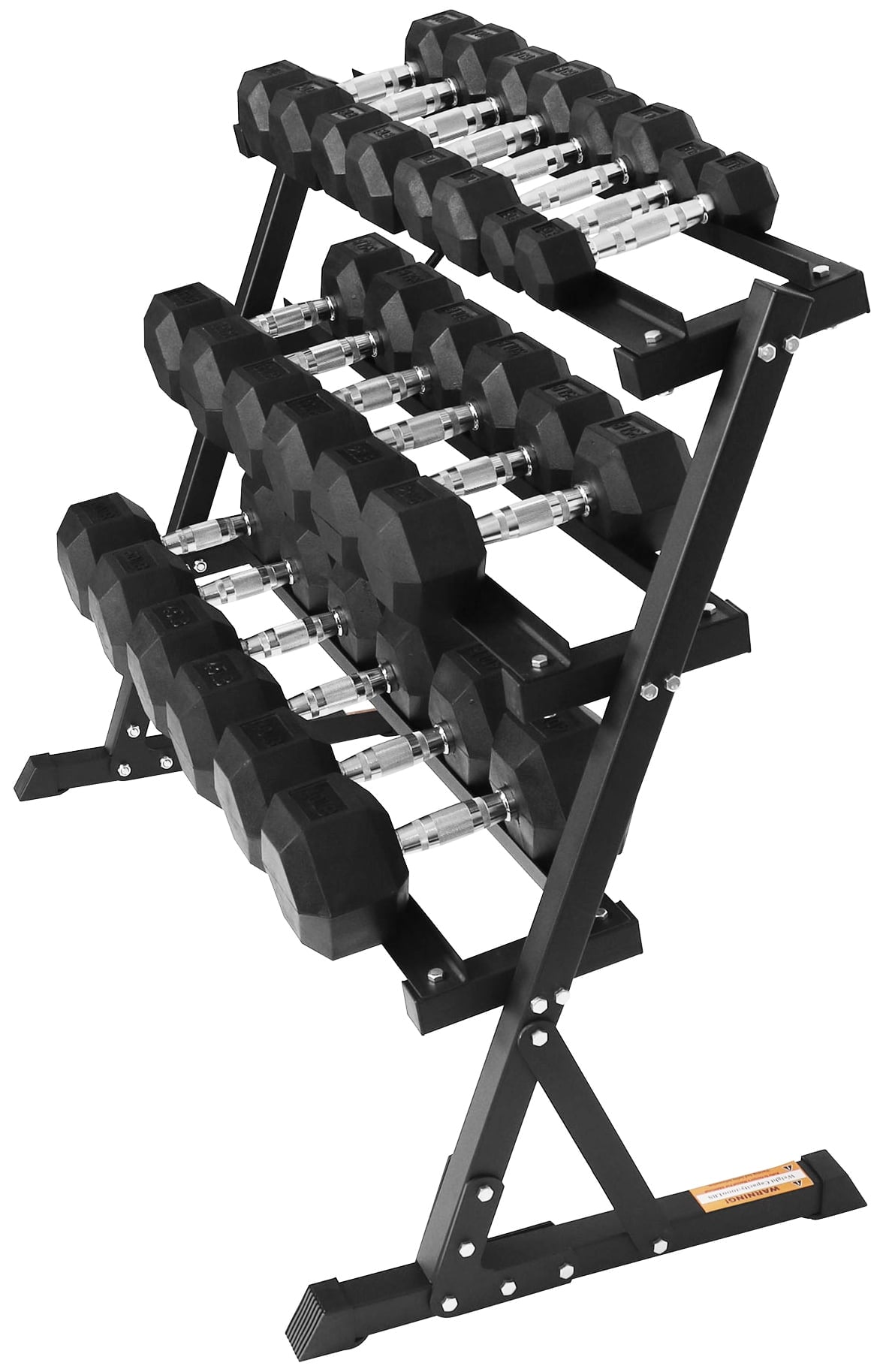 BalanceFrom 100LB Rubber Coated Hex Dumbbell Weight Set with A-Frame Rack, 5-20 lbs Pairs