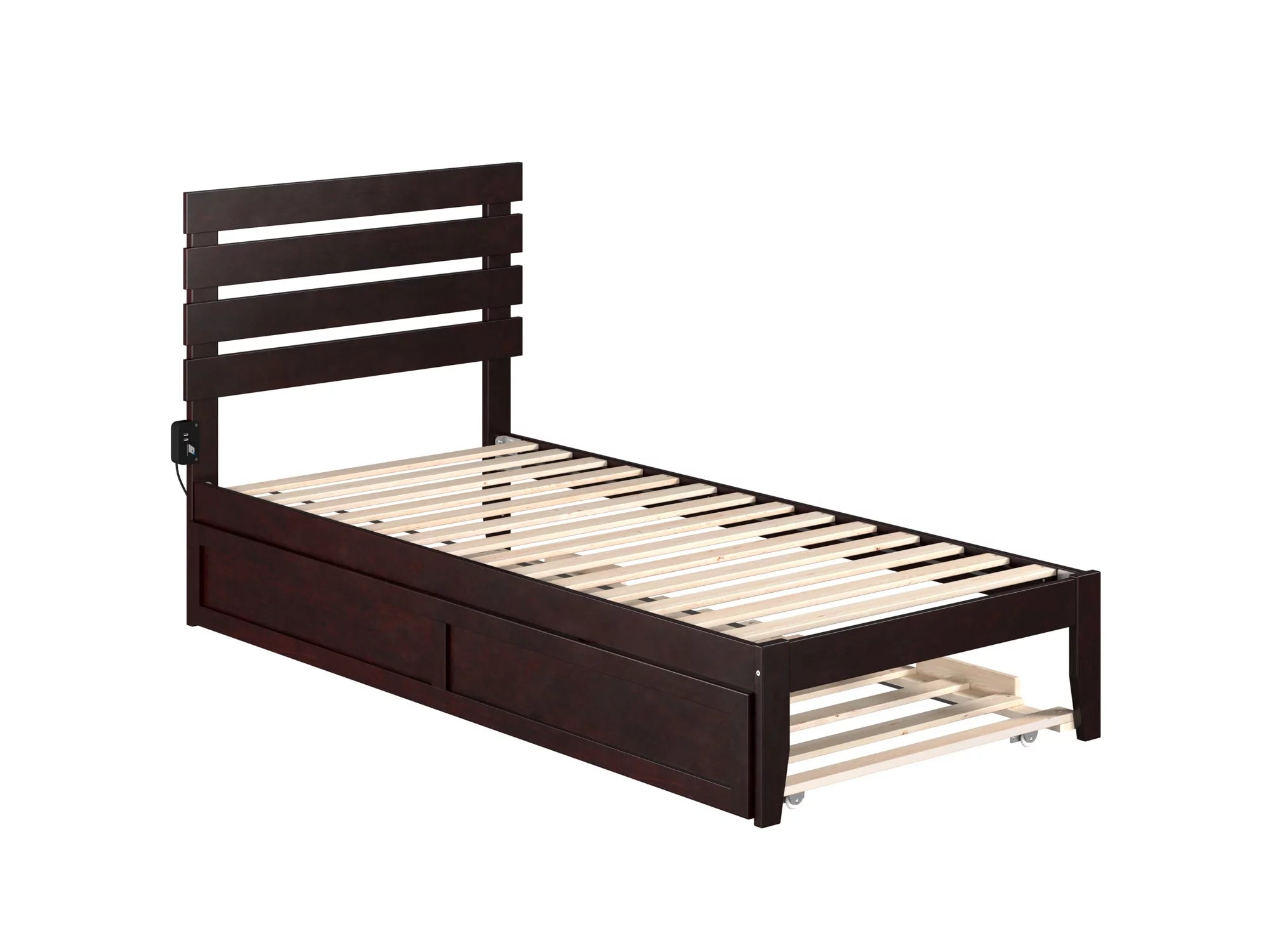 AFI Oxford 14" Twin XL Wood Platform Bed Frame with Twin XL Trundle, Espresso