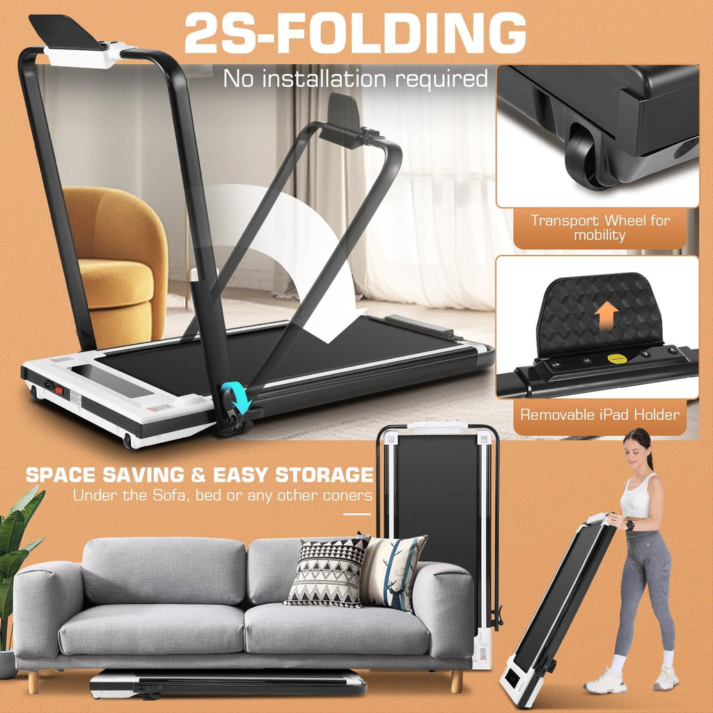 ANCHEER Treadmills, 2 in 1 Folding Treadmill, Walking Pad Treadmill Under Desk for Home Use, Portable Treadmill with Remote Control, Installation-Free