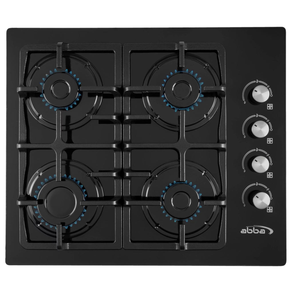 ABBA 24-inch Gas Cooktop with 4 Burners - Tempered Glass Surface with SABAF Burners, Natural Gas Stove for Countertop, Home Improvement Essentials, Easy to Clean, 24" x 4.7" x 18.9"