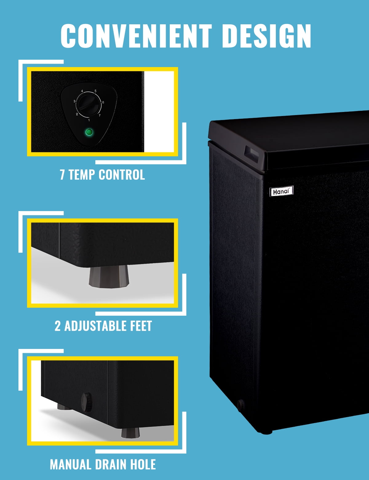 3.5 Cubic Feet Chest Freezer Small Deep Freezers with 7 Gears Temp Control Office Dorm Kitchen White