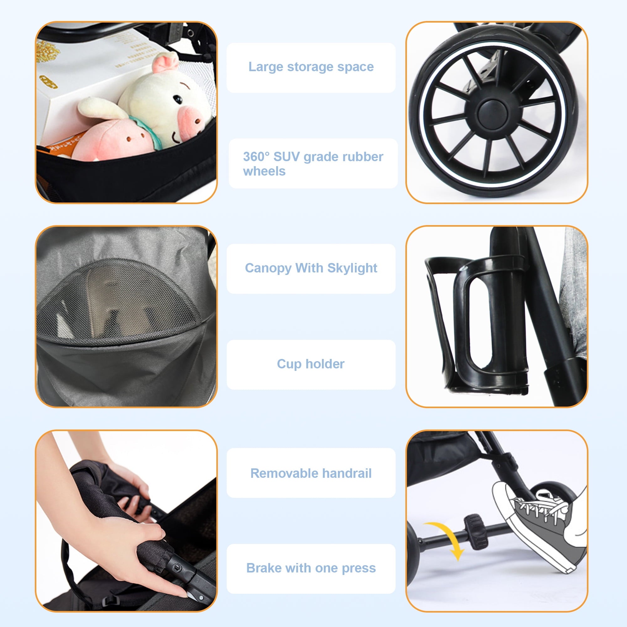 Baby Stroller, 2 in 1 Convertible Baby Stroller Folding Infant Newborn Reversible Bassinet Pram