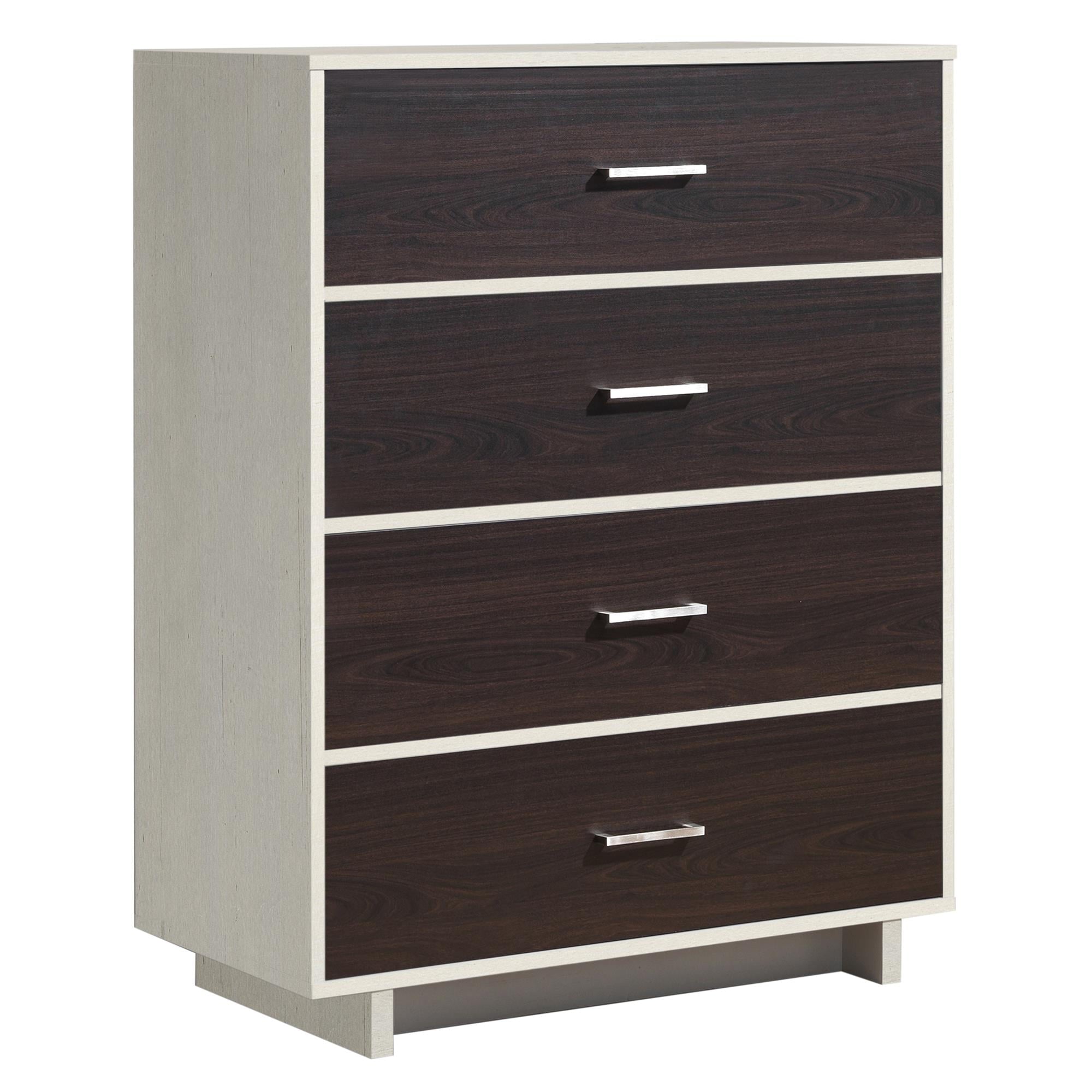 Ameriwood Home Lennon Tall 5 Drawer Dresser, Medium Brown and Faux Rattan