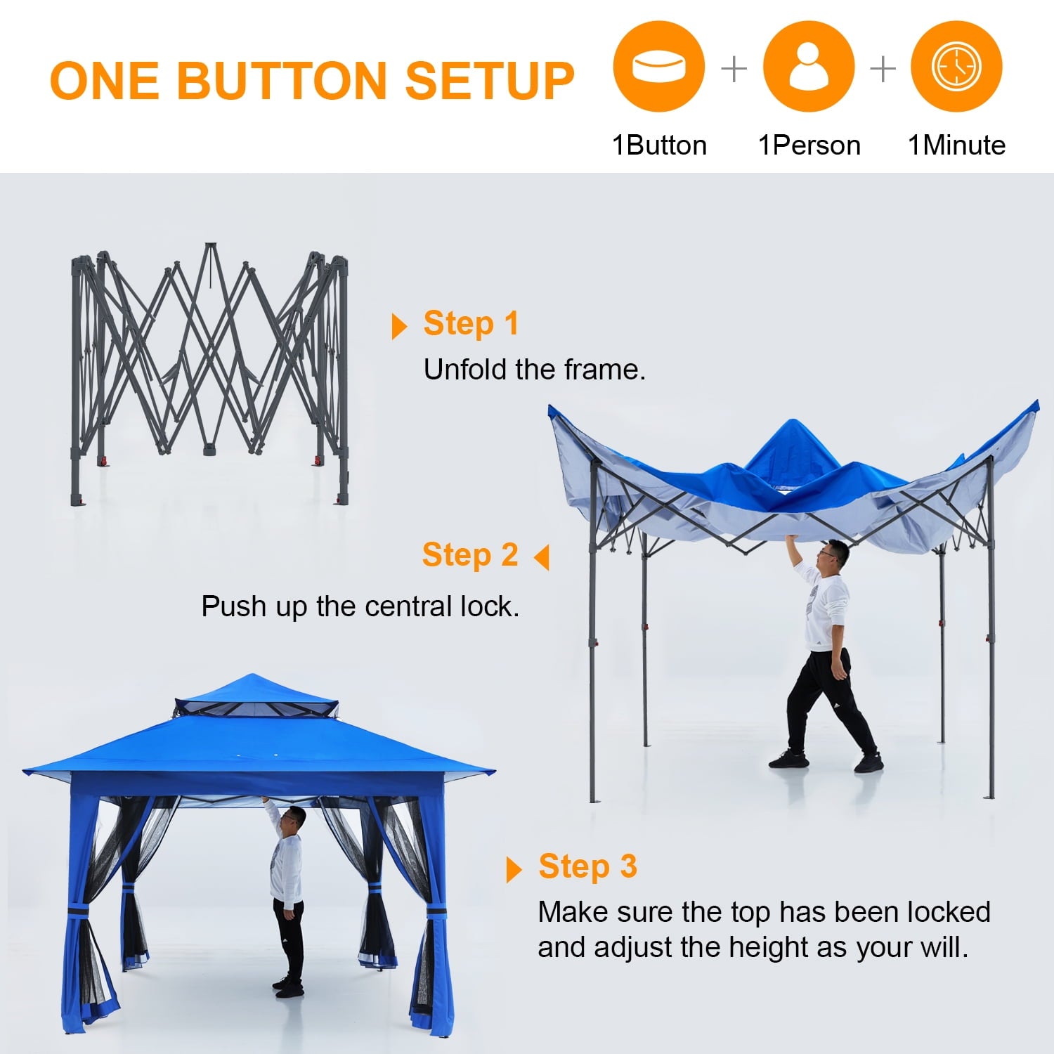 ABCCANOPY 13'x13' Gazebo Tent Outdoor Pop up Gazebo Canopy Shelter with Mosquito Netting, Brown