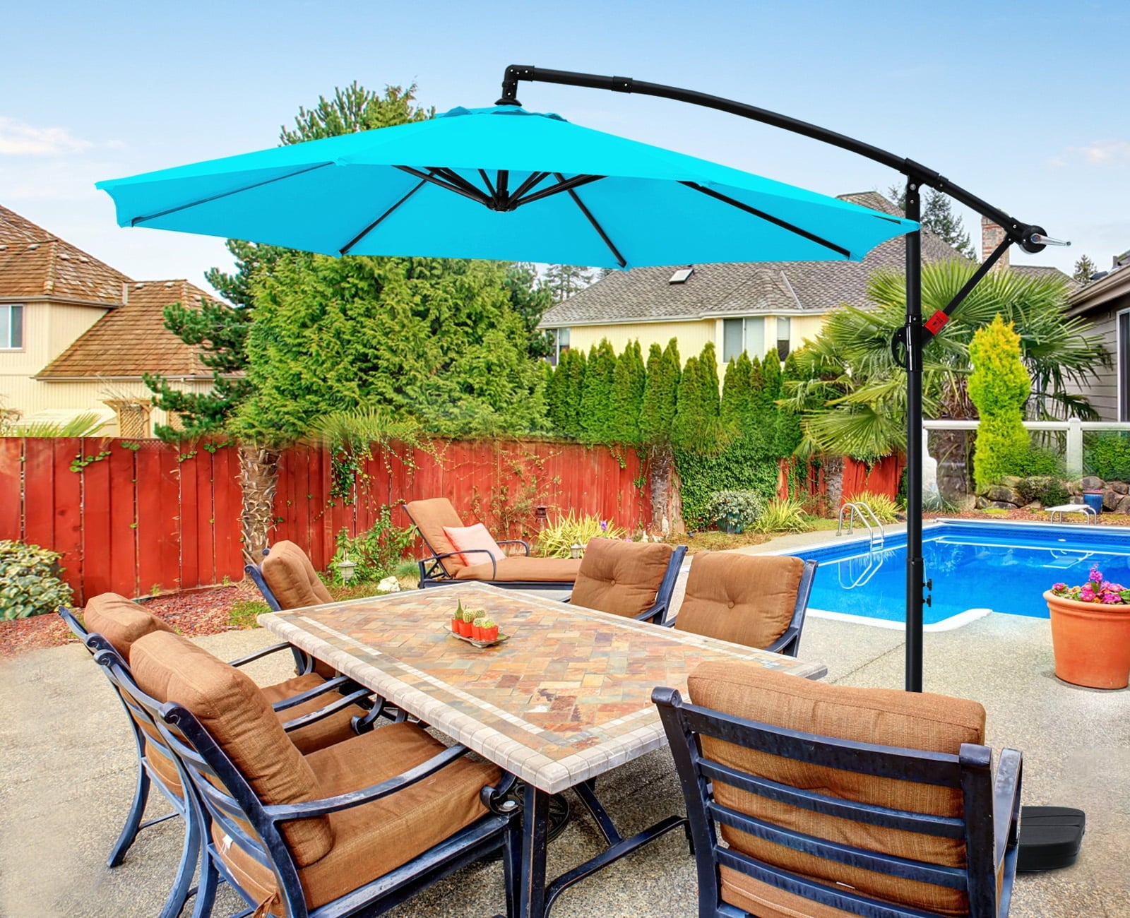 ABCCANOPY 10 FT Patio Umbrellas with Crank & Cross Base for Garden, Backyard, Pool and Beach, 12+ Colors(Turquoise)