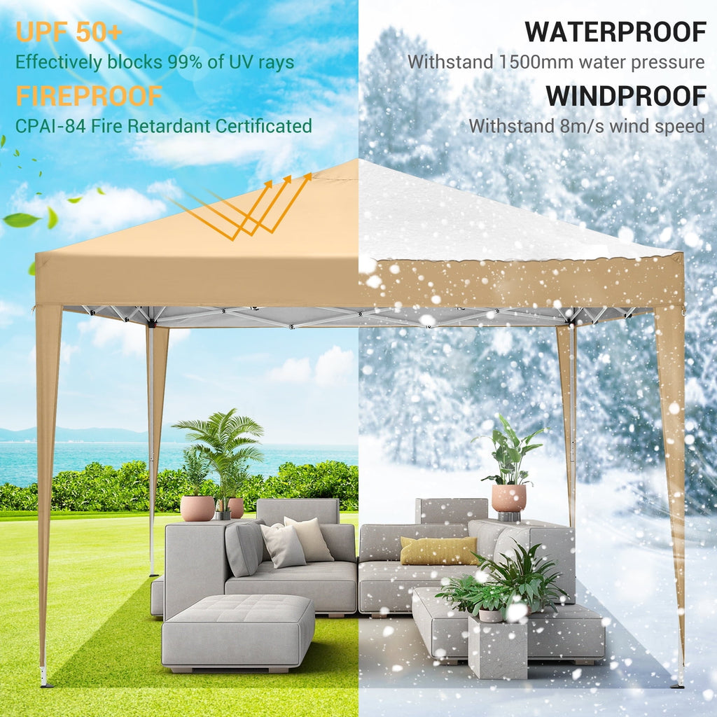 10'x 10' Pop up Canopy 1 Person Setup Canopy Portable Outdoor Party Instant Shelter with 4 Removable Sidewalls & Carrying Bag for Wedding Picnics Camping, White