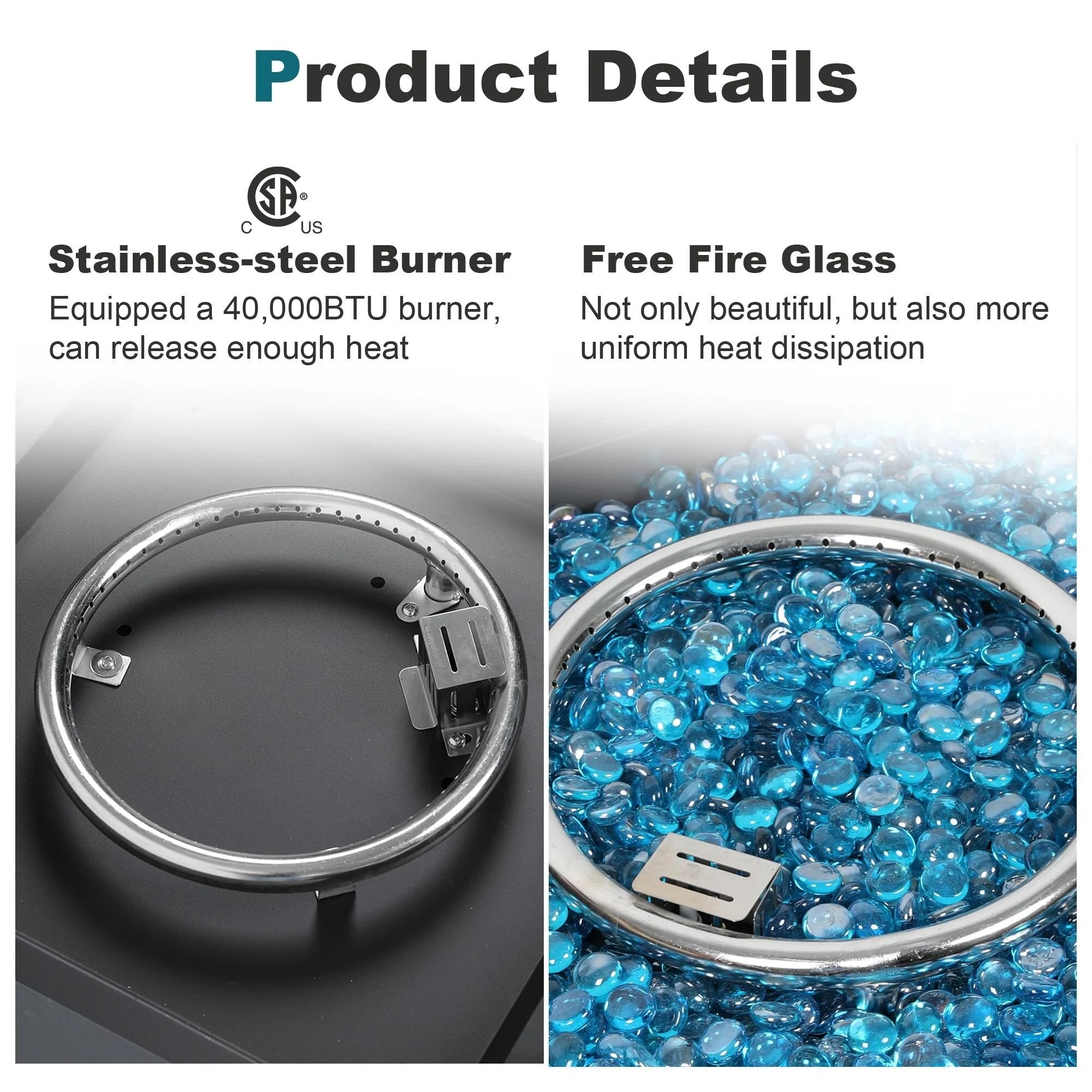 28" Outdoor 40,000 BTU Square Propane Iron Fire Pit with Tank Cover