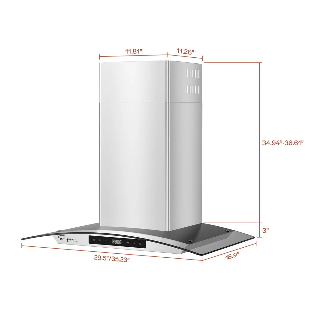 30 in. 400 CFM Ducted Kitchen Glass Wall Mount Range Hood in Stainless Steel