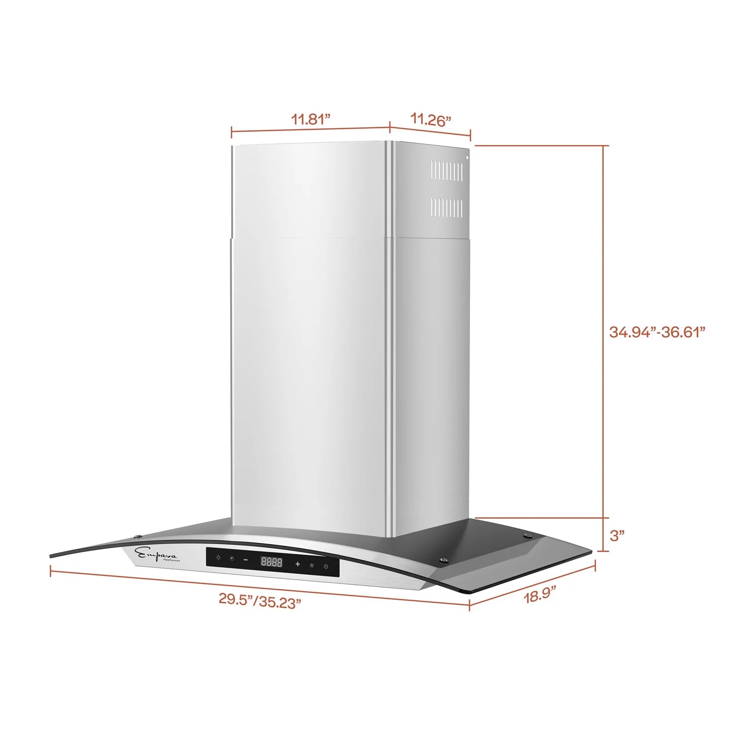 30 in. 400 CFM Ducted Kitchen Glass Wall Mount Range Hood in Stainless Steel