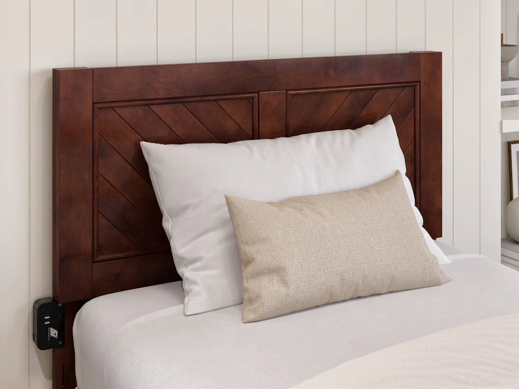 AFI Canyon Walnut Solid Wood Foundation Bed Frame with Matching Footboard, Twin XL