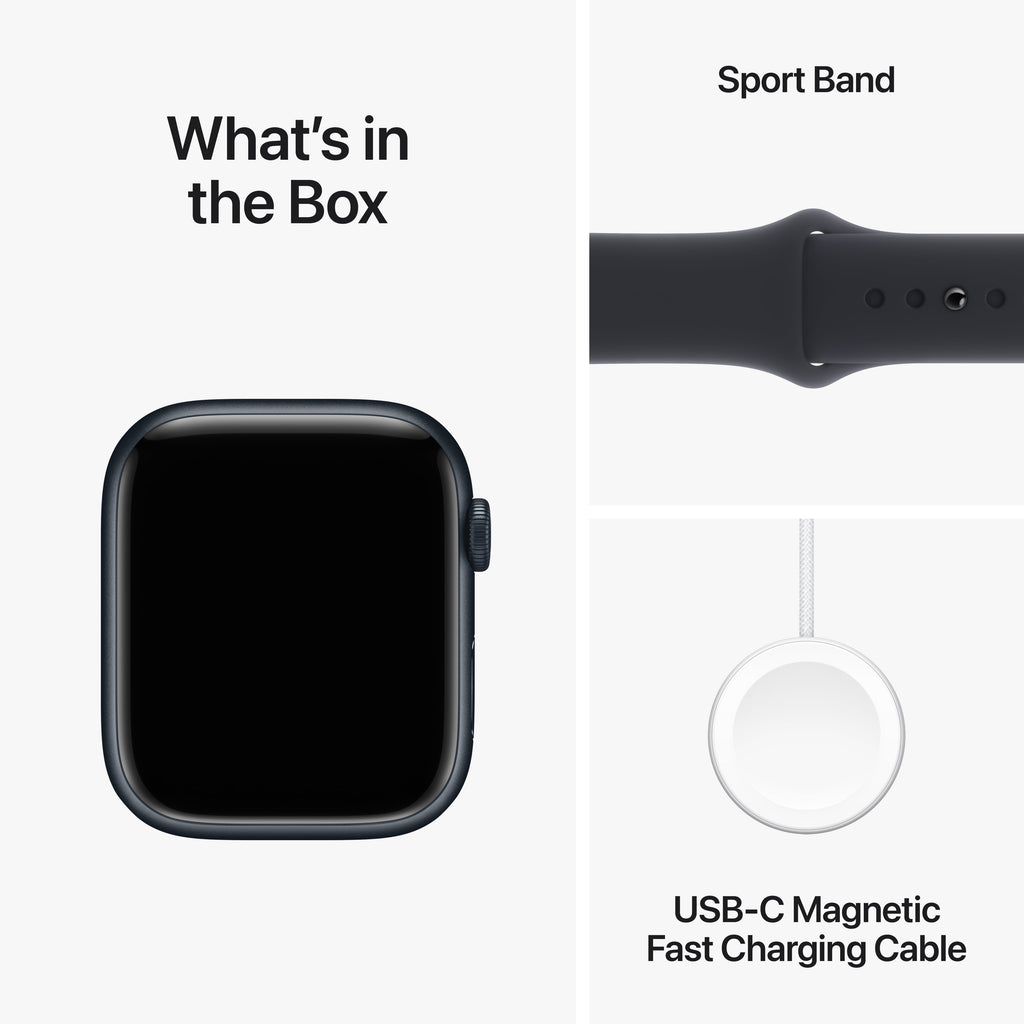 Apple Watch Series 9 GPS 45mm Midnight Aluminum Case with Midnight Sport Band - M/L. Fitness Tracker, Blood Oxygen & ECG Apps, Always-On Retina Display