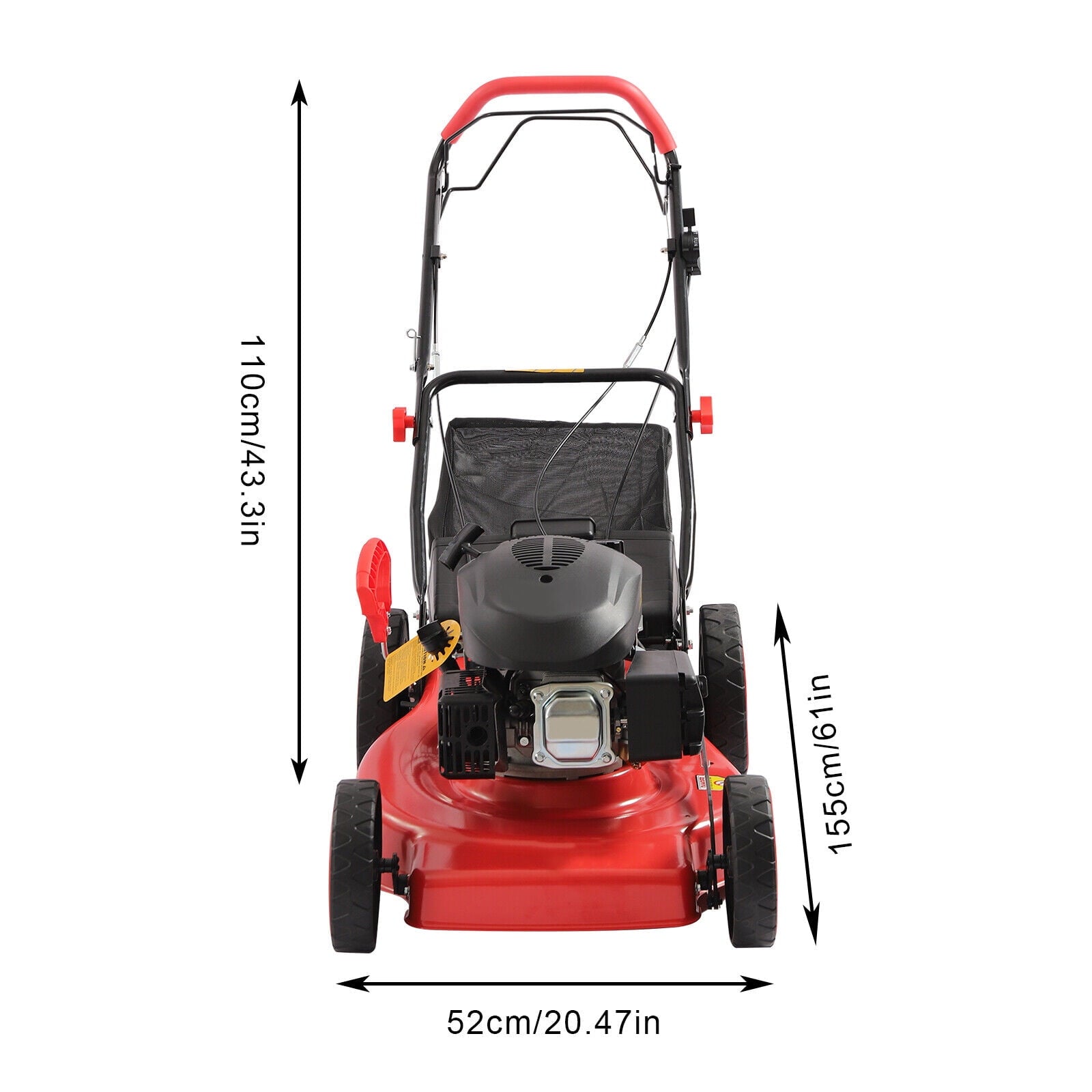 4-Stroke 173cc 4000W(6.0HP) Engine Gas Powered Lawn Mower w/ Walk-Behind Handle