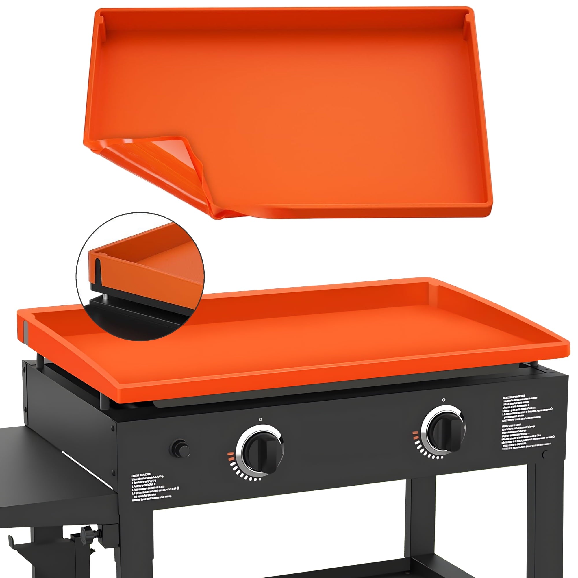 36 Inch Blackstone Griddle with Orange Cover, Heavy Duty Food Grade Silicone Grill Cover