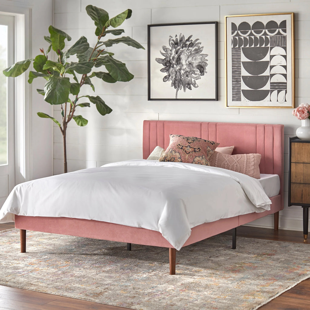 ANGELOHOME angelo:HOME Sven Upholstered Queen Platform Bed Pink Velvet