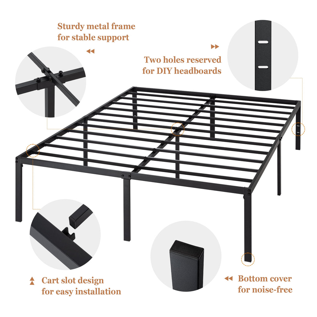Amolife Heavy Duty Full Size Metal Platform Bed Frame with 16.5'' Large Under Bed Storage Space